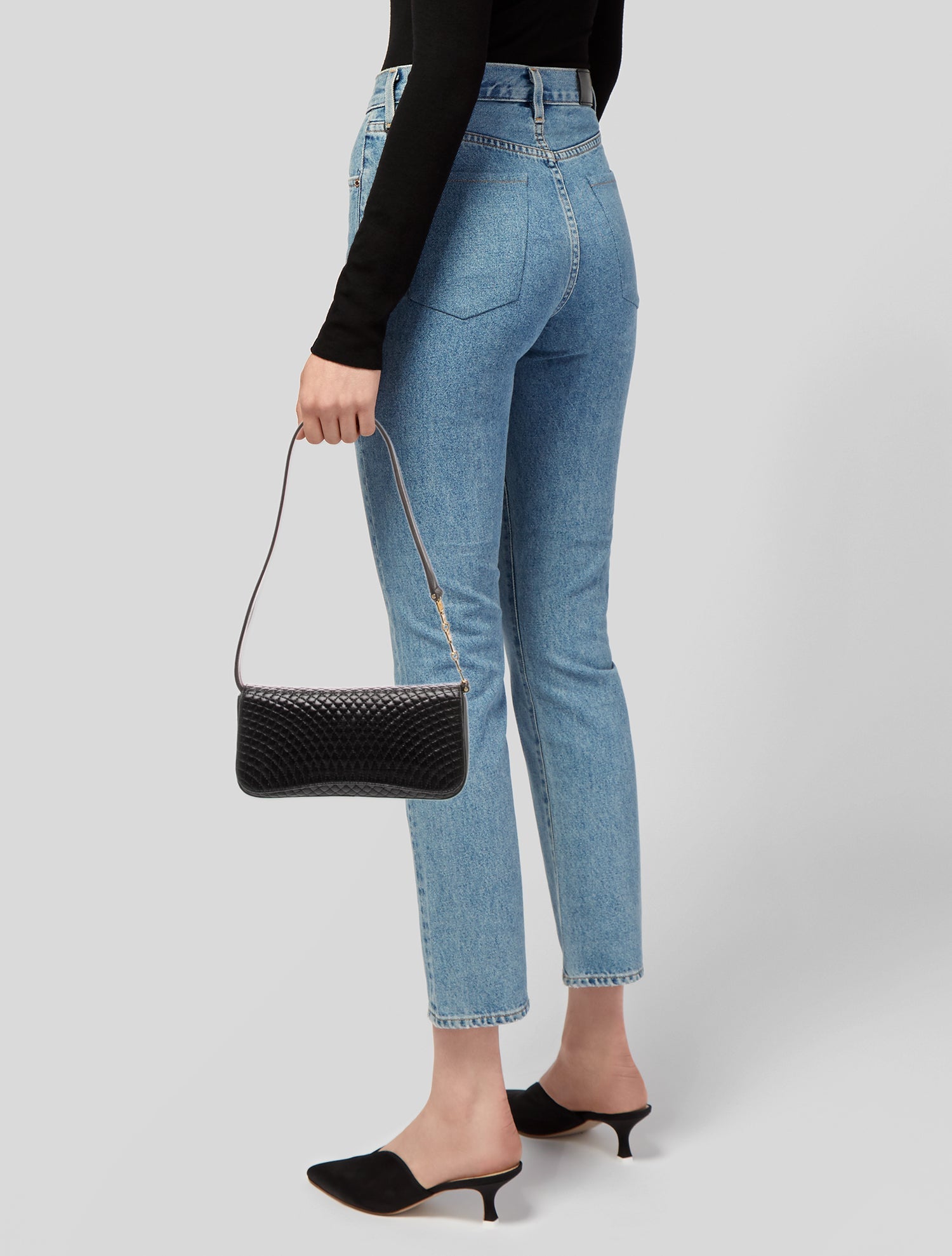 Bally Embossed Leather Shoulder Bag