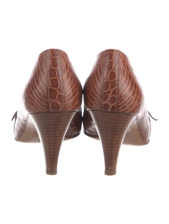 Bally Embossed Leather Animal Print Pumps