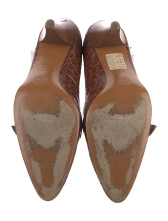 Bally Embossed Leather Animal Print Pumps