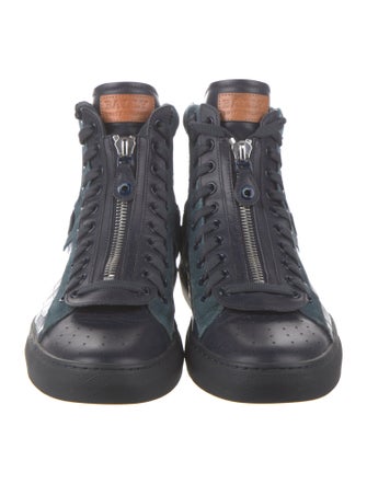 Bally Leather Animal Print Sneakers