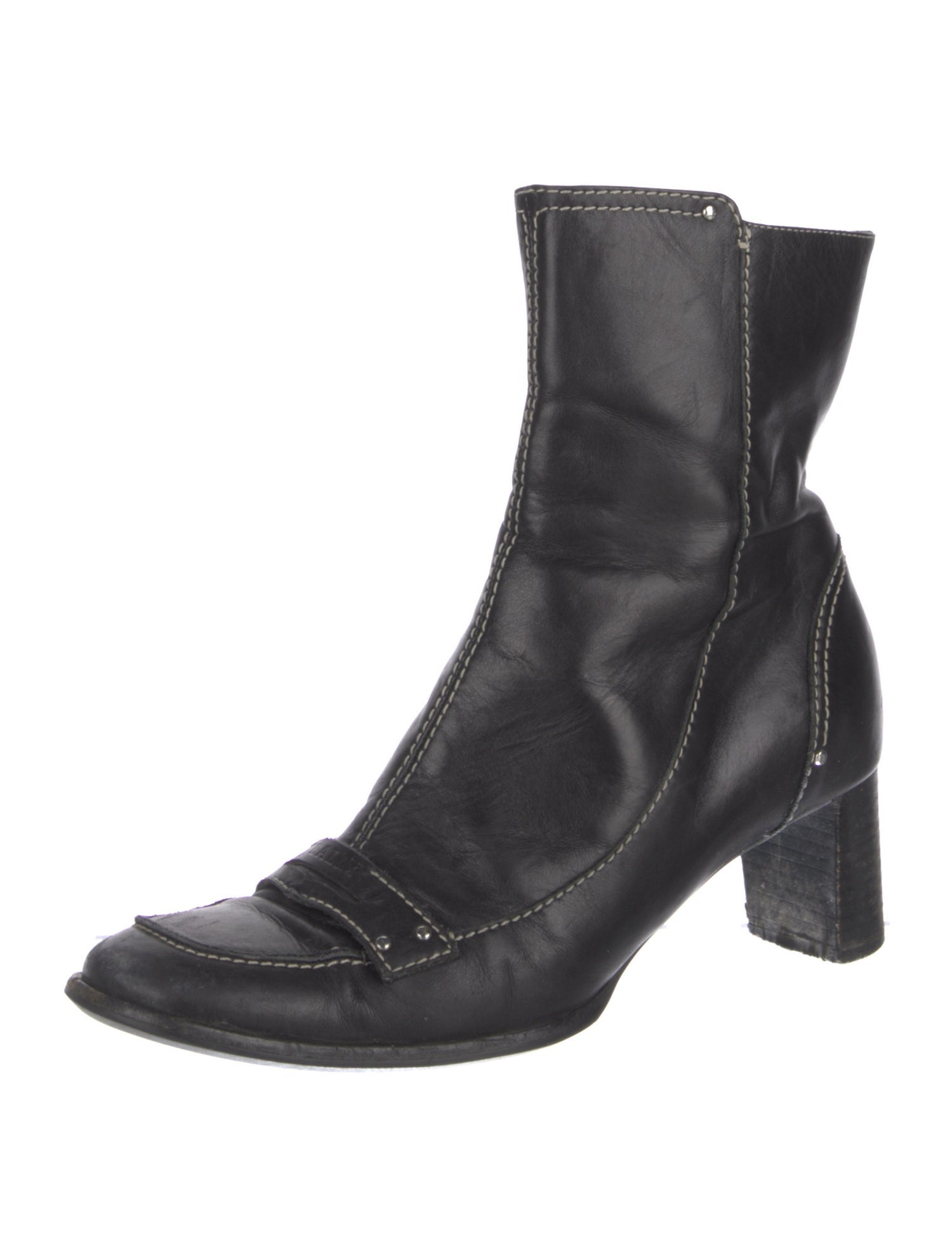 Bally Leather Studded Accents Boots