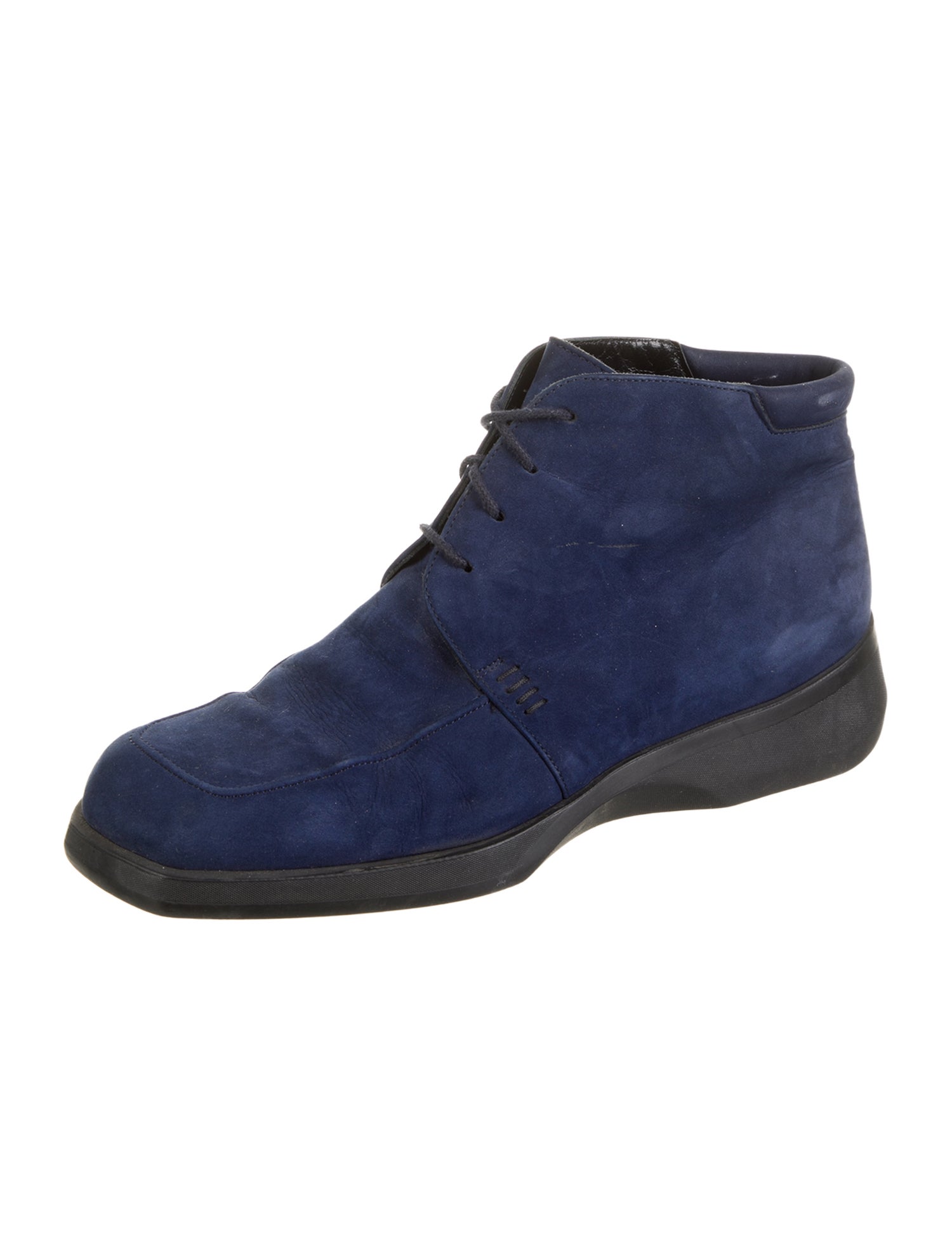 Bally Suede Colorblock Pattern Lace-Up Boots