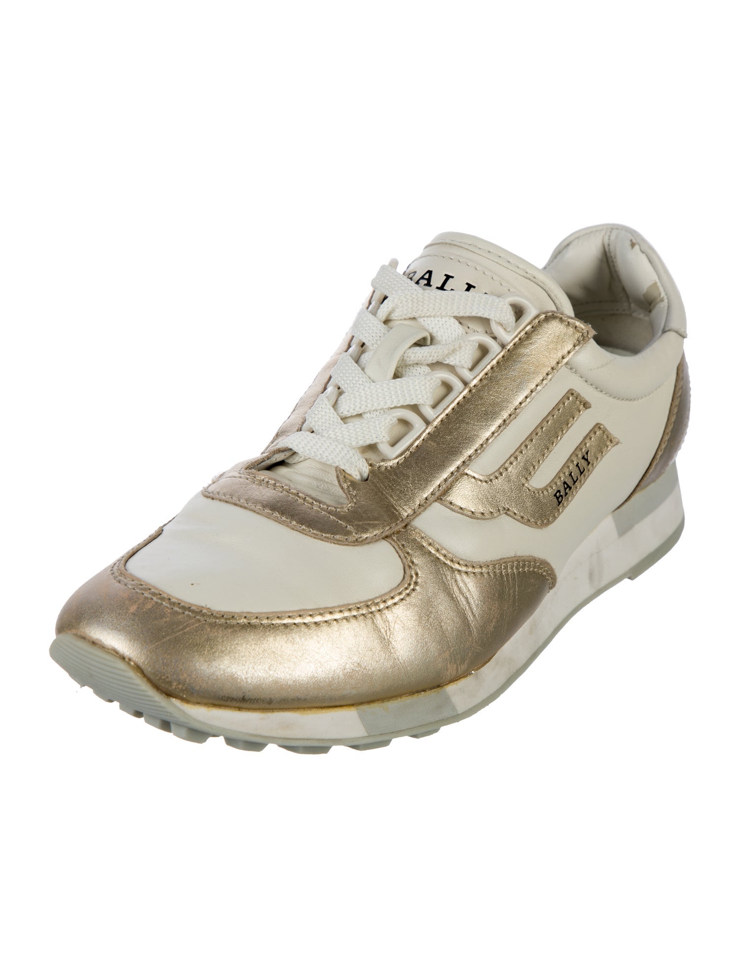 Bally Leather Colorblock Pattern Sneakers