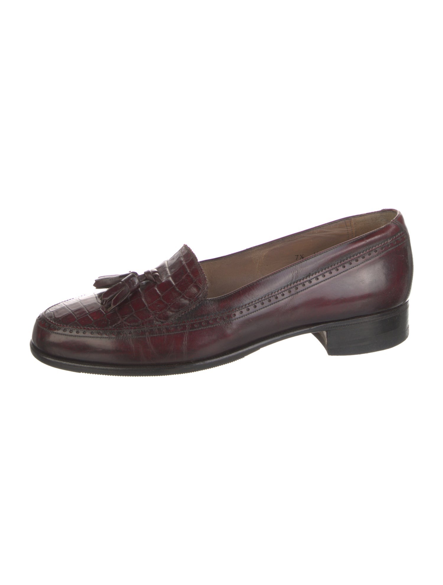 Bally Embossed Leather Lasercut Accents Dress Loafers