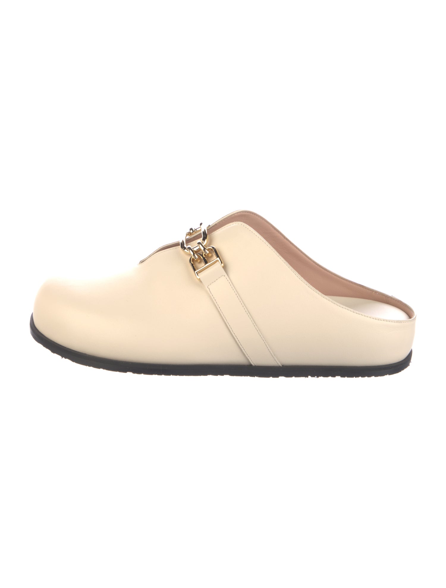 Bally Leather Chain-Link Accents Mules