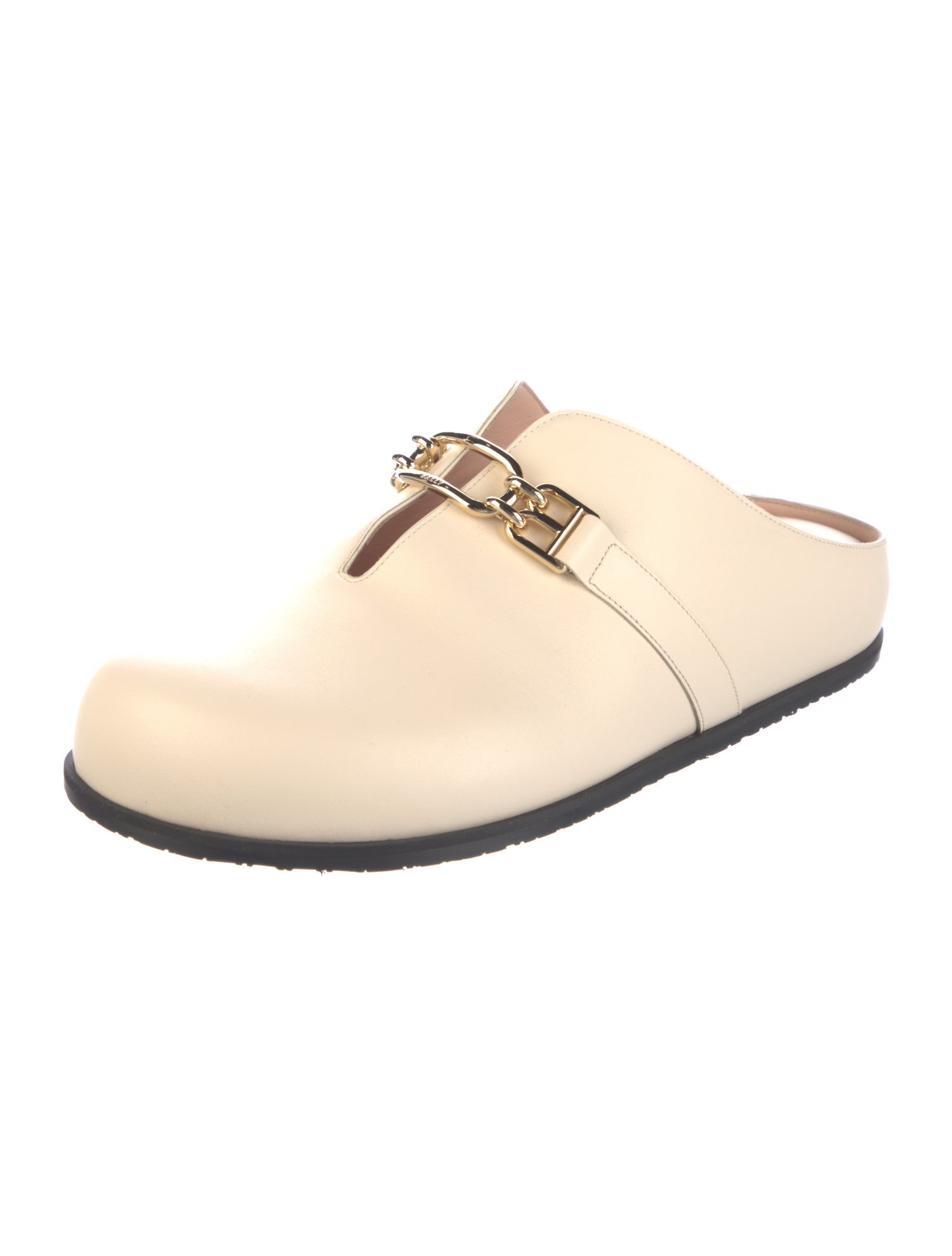 Bally Leather Chain-Link Accents Mules