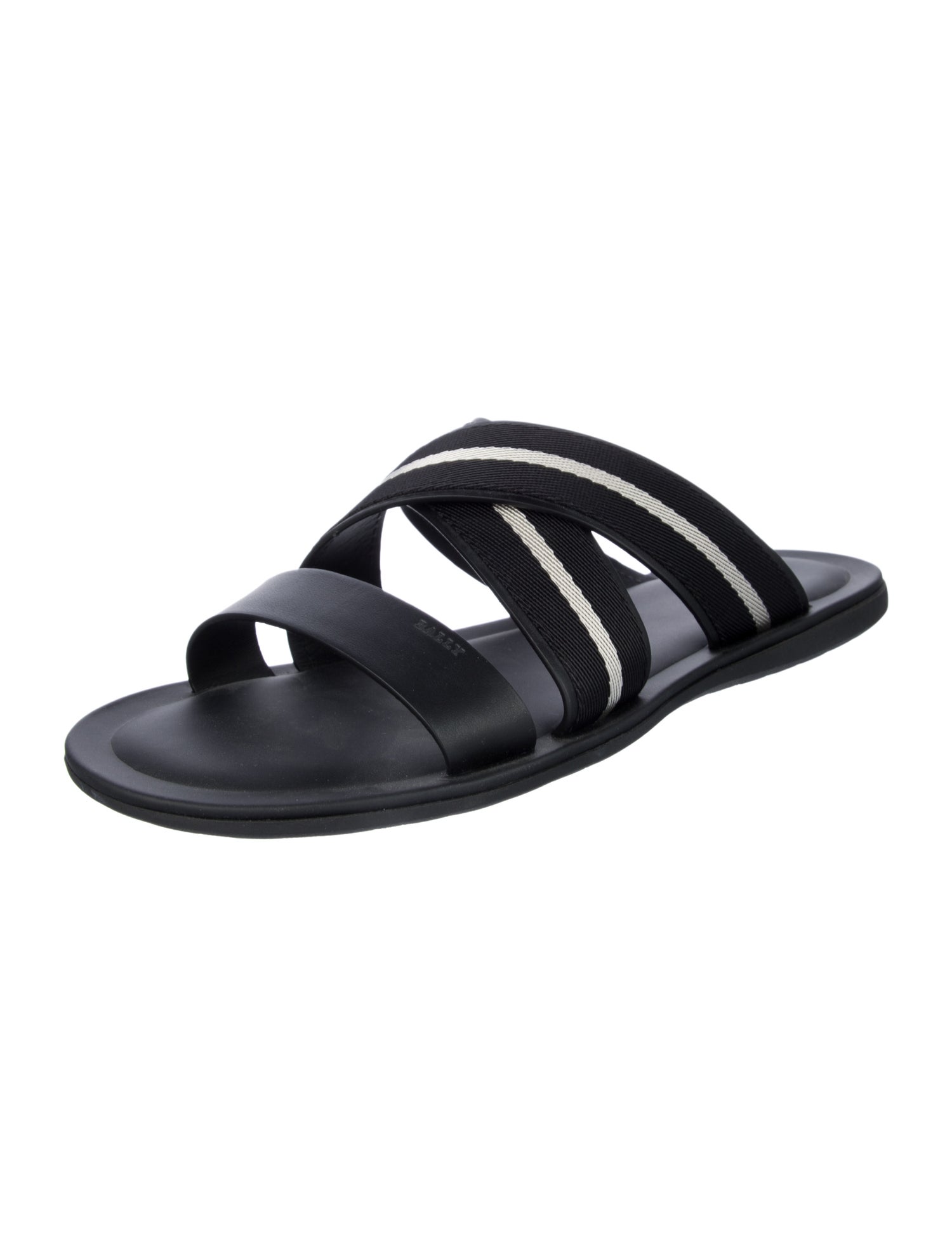 Bally Leather Striped Slides