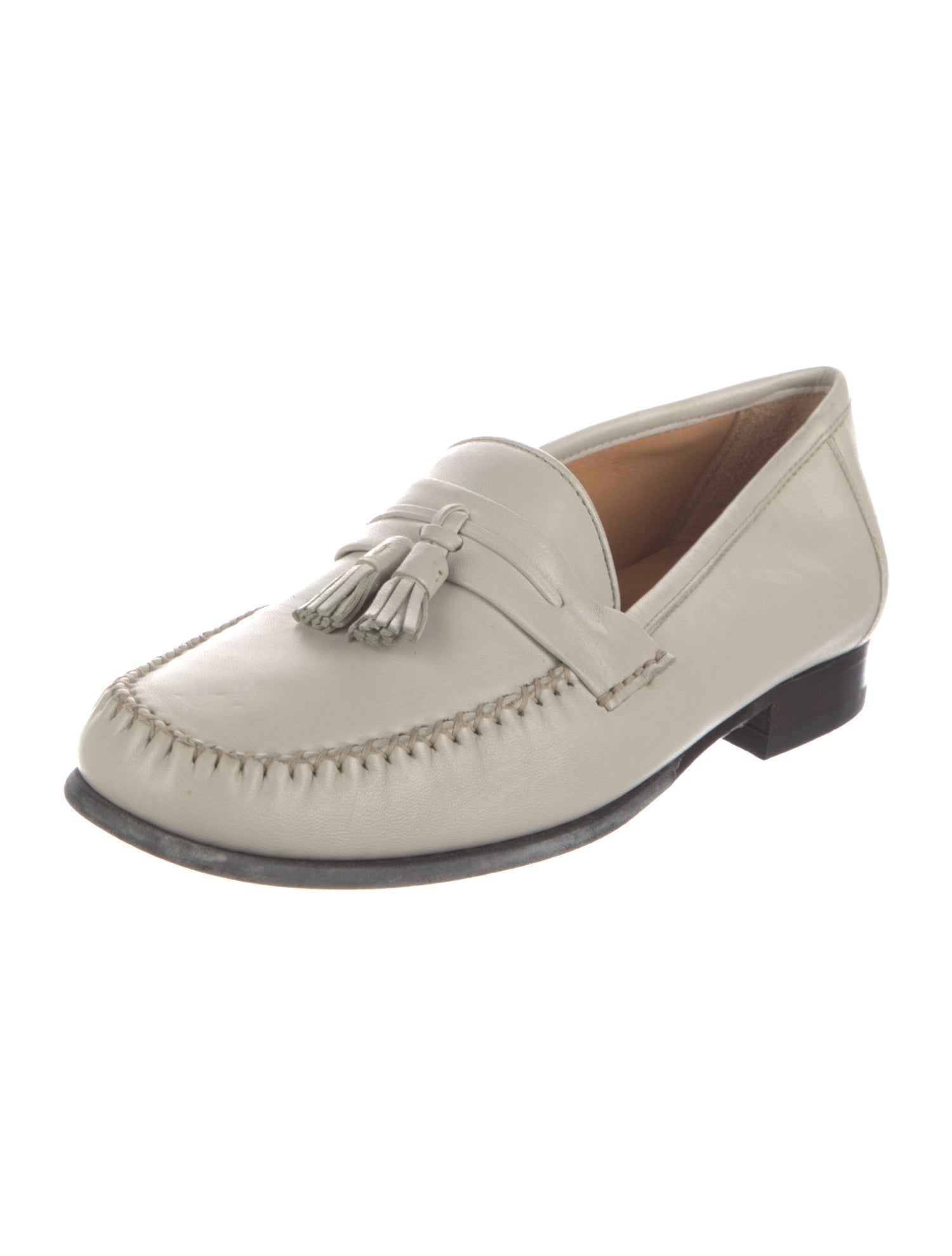 Bally Leather Tassel Accents Dress Loafers