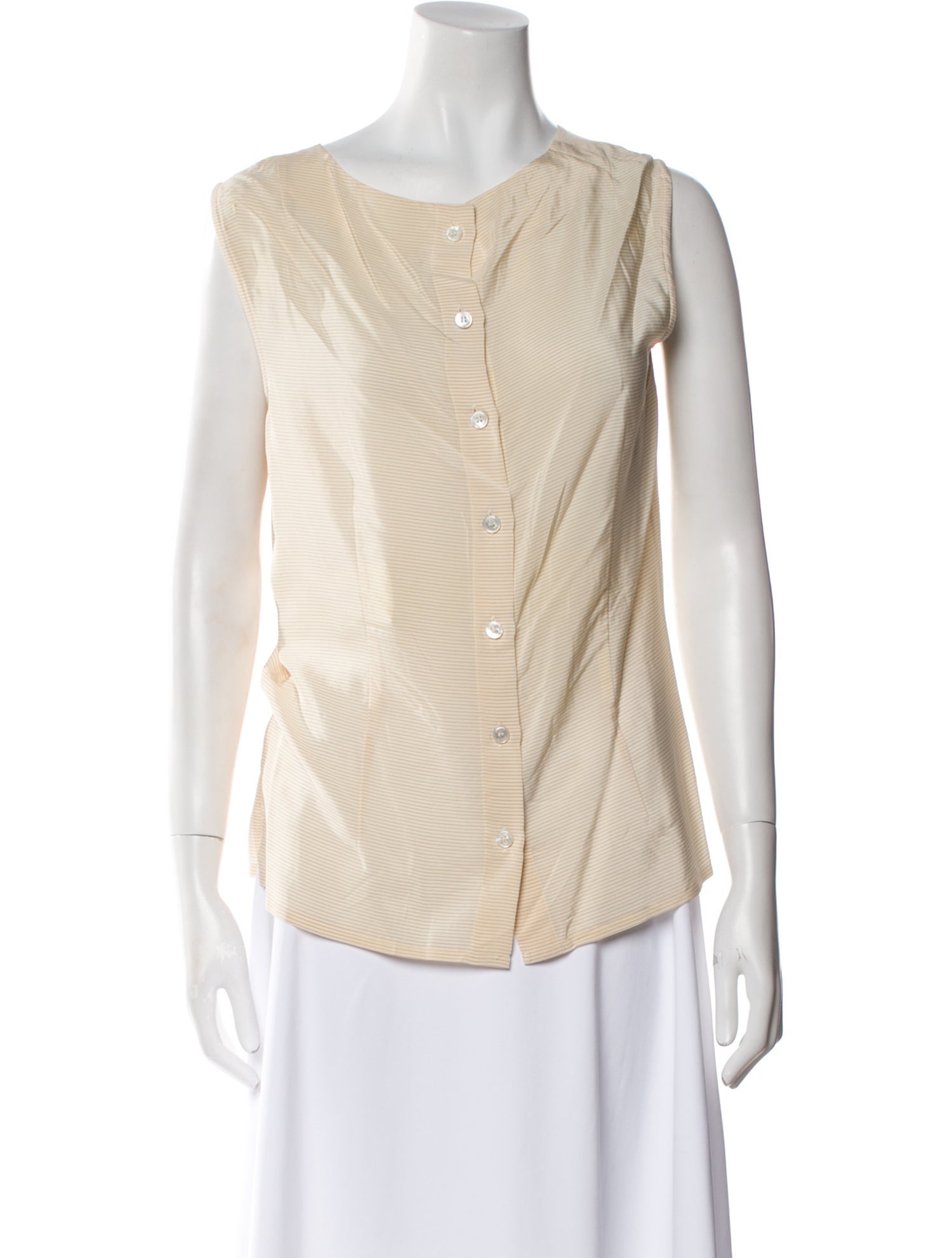 Bally Silk Scoop Neck Button-Up Top