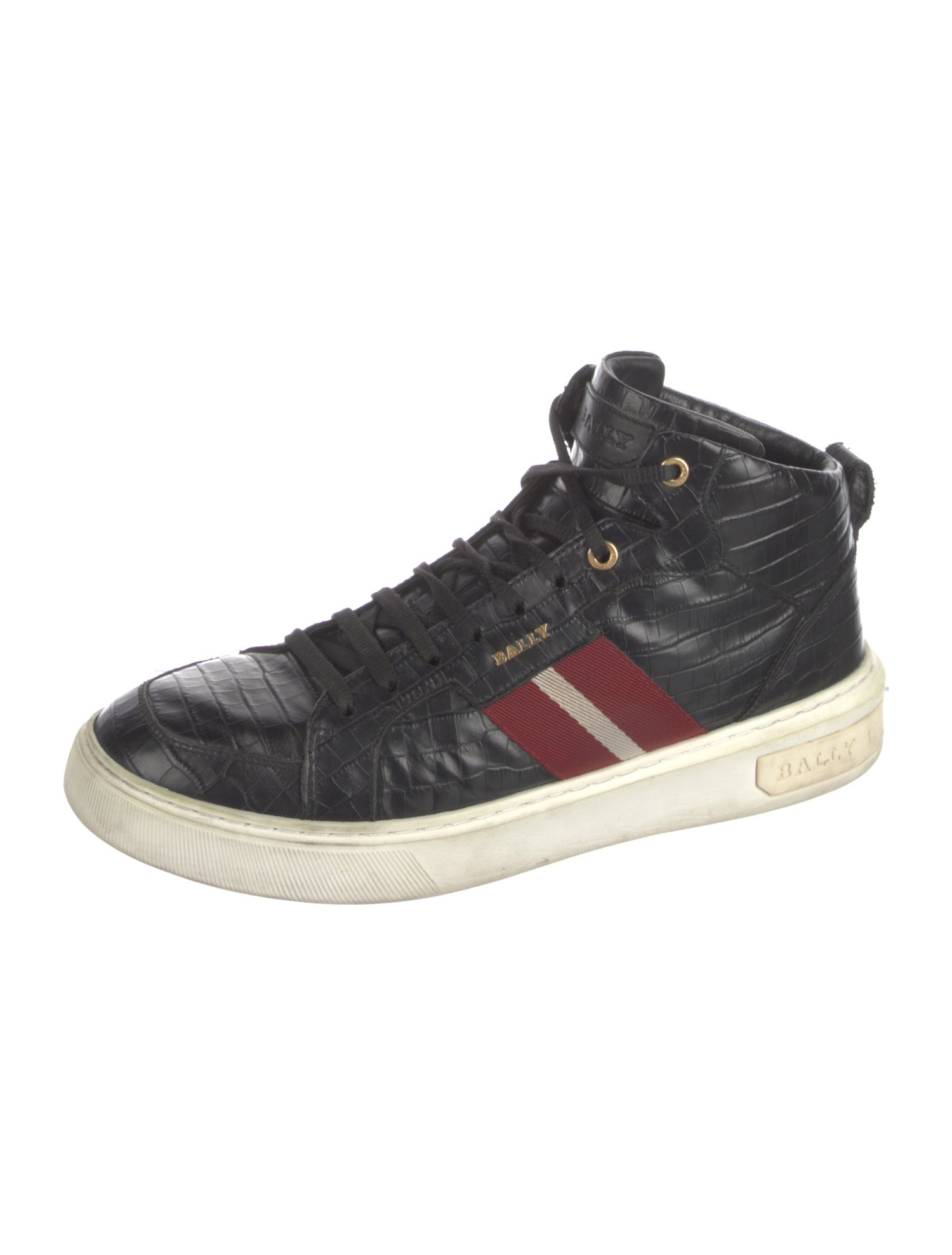 Bally Embossed Leather Colorblock Pattern Sneakers
