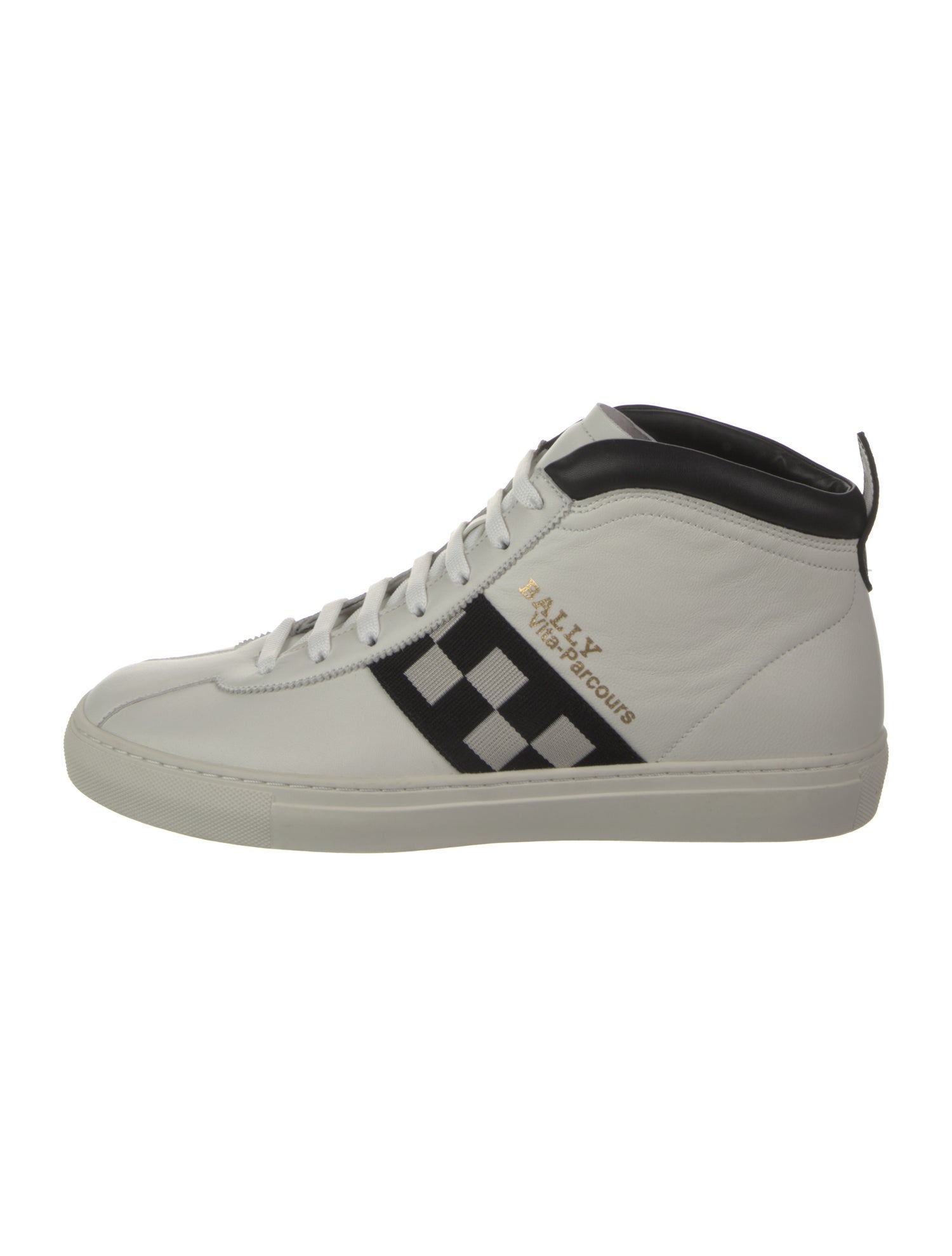 Bally Leather Plaid Print Sneakers