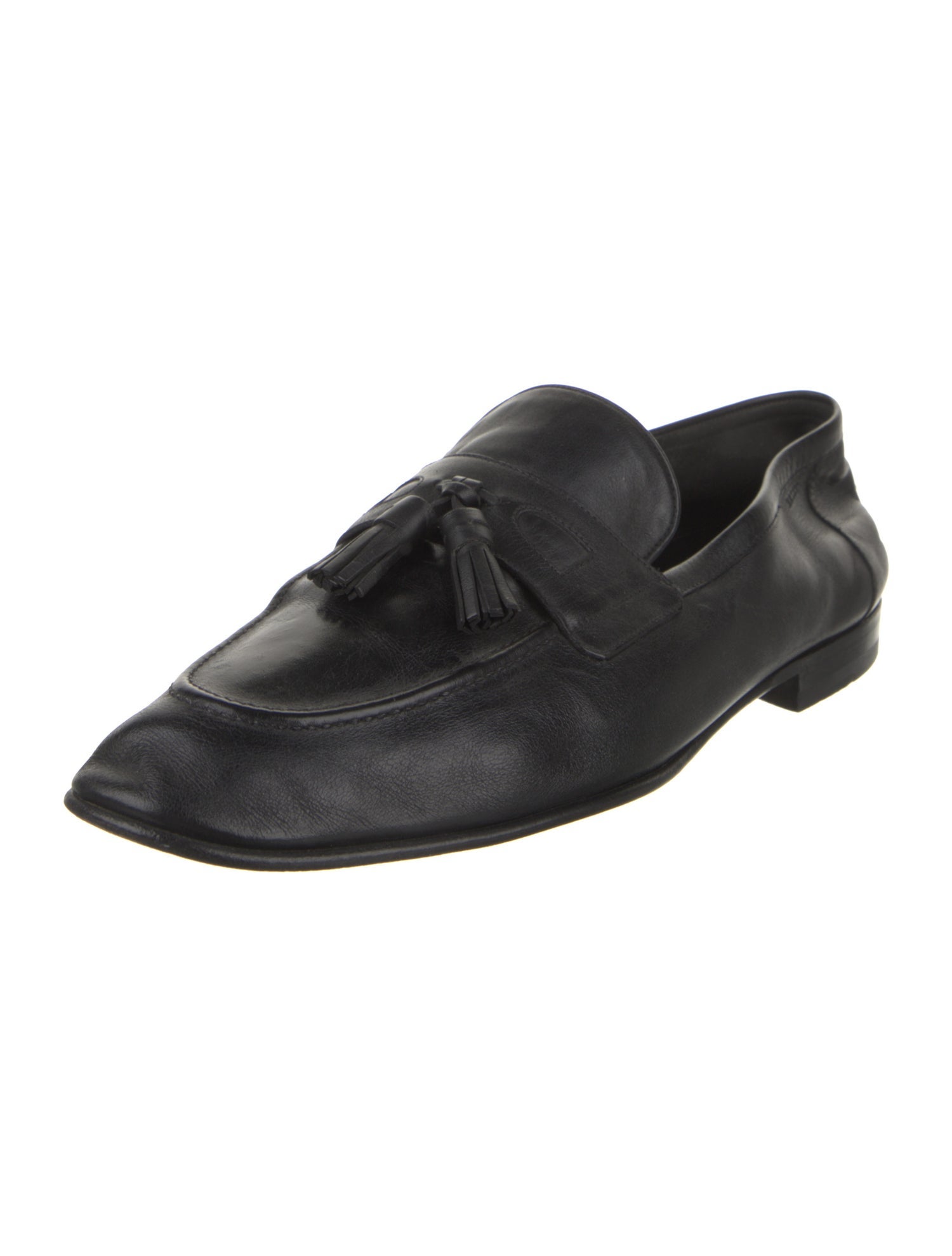 Bally Leather Tassel Accents Dress Loafers