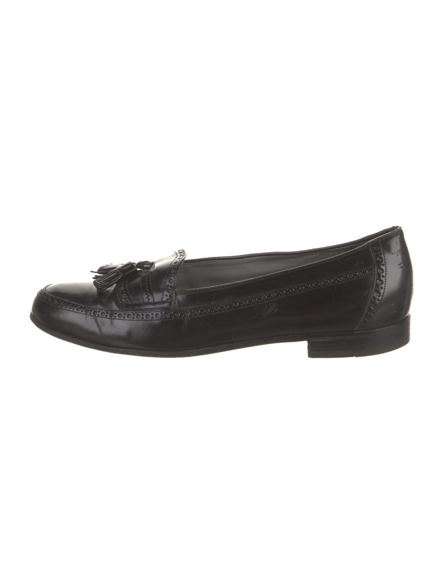 Bally Leather Tassel Accents Dress Loafers