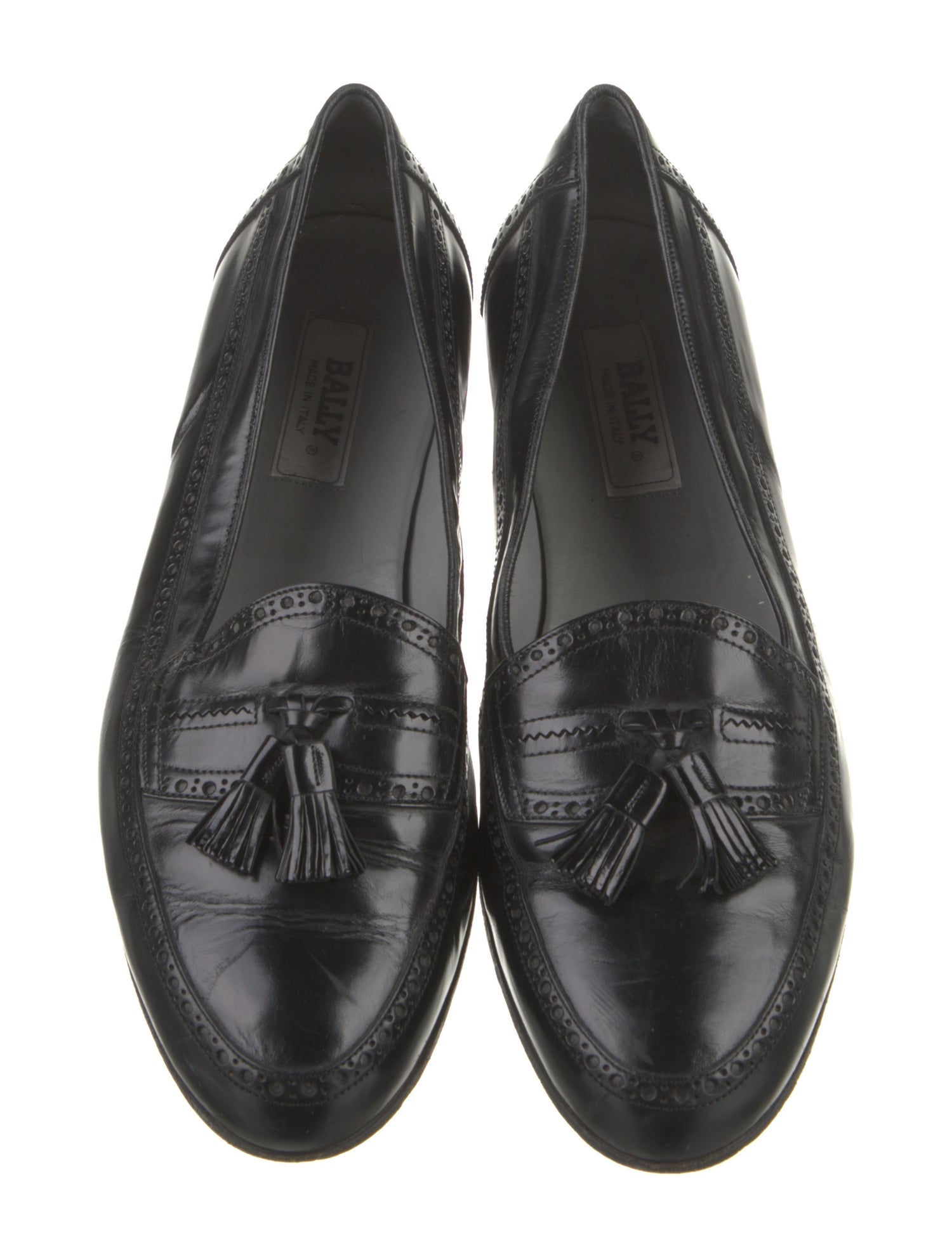 Bally Leather Tassel Accents Dress Loafers