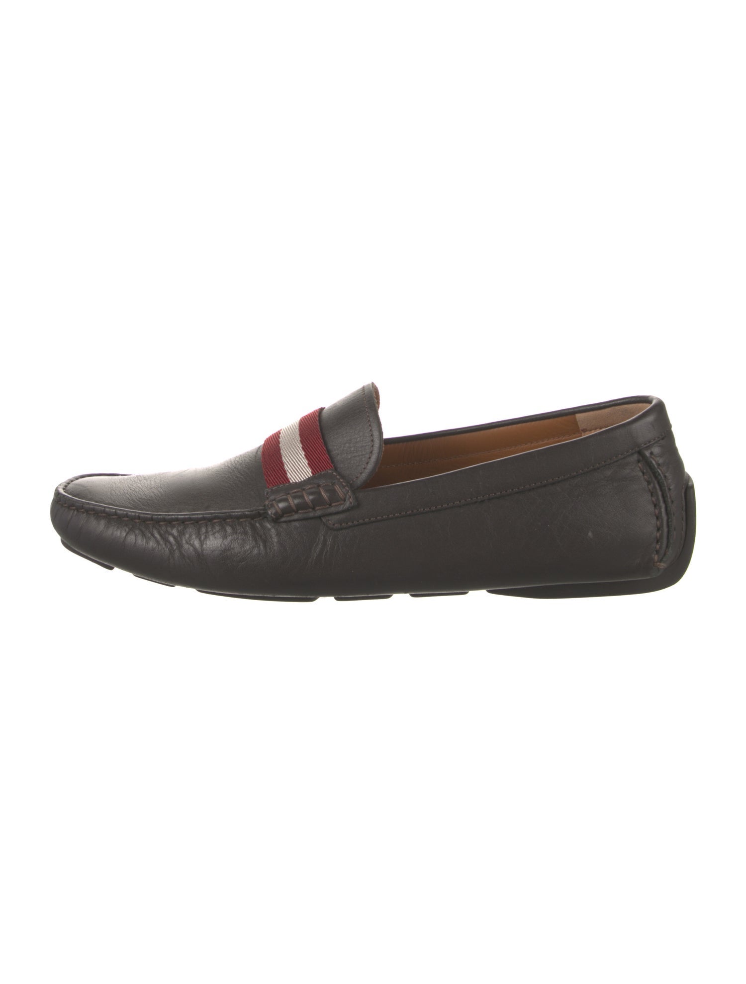 Bally Leather Grosgrain Trim Moccasins