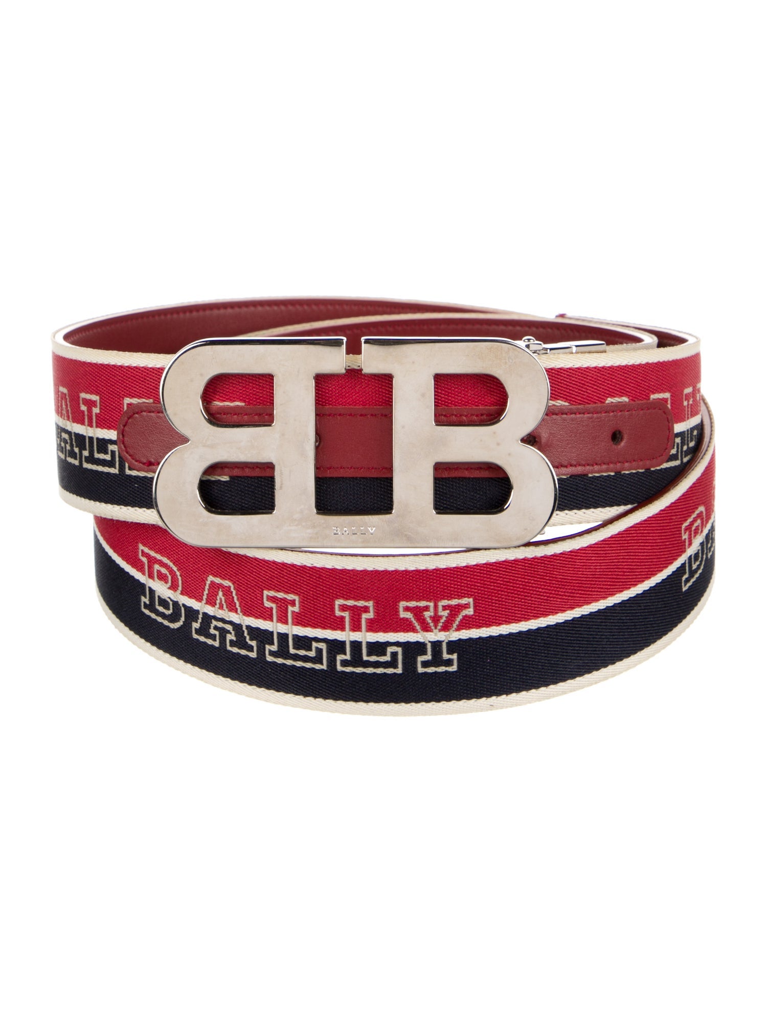 Bally Canvas Leather Trim Embellishment Belt