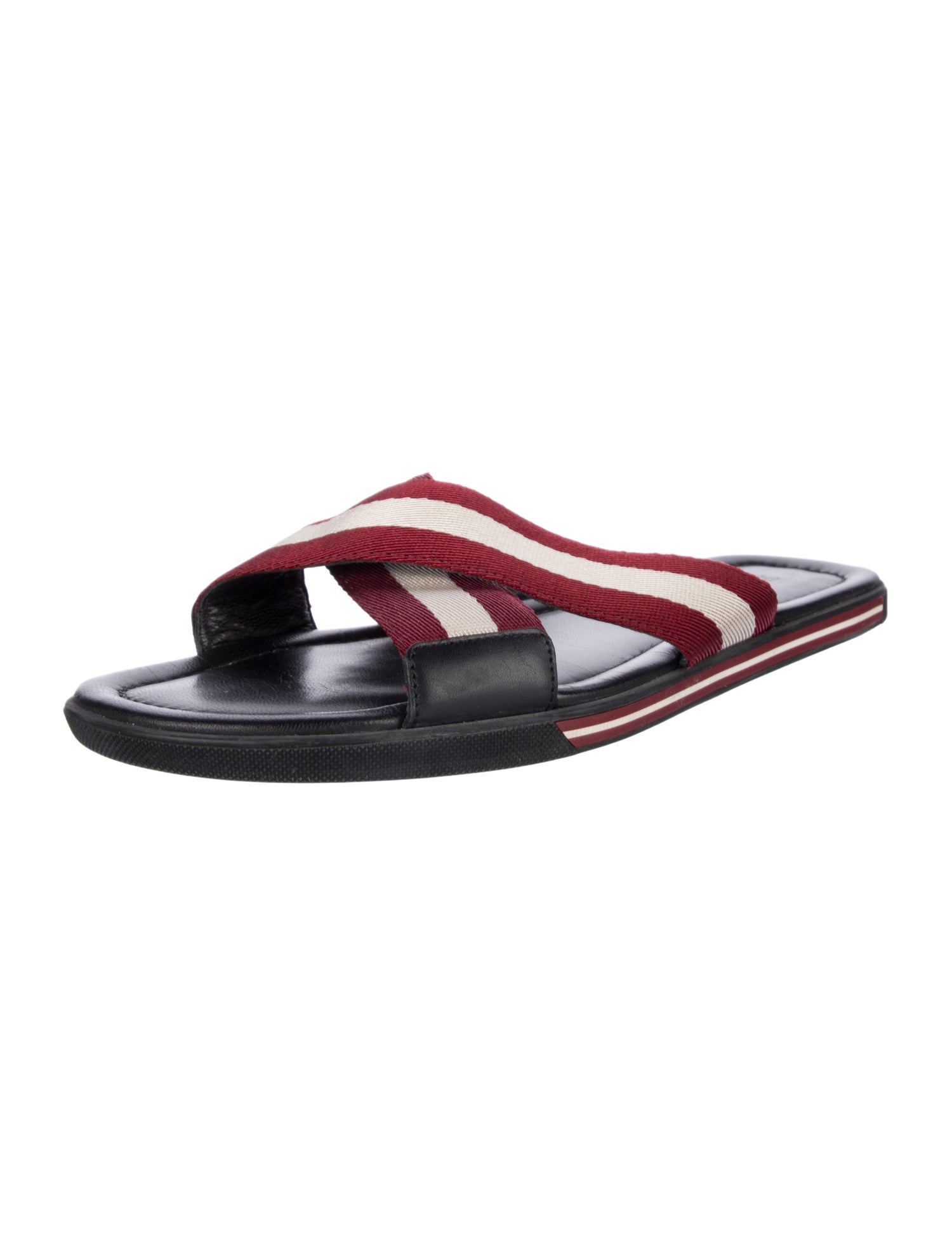 Bally Leather Striped Slides