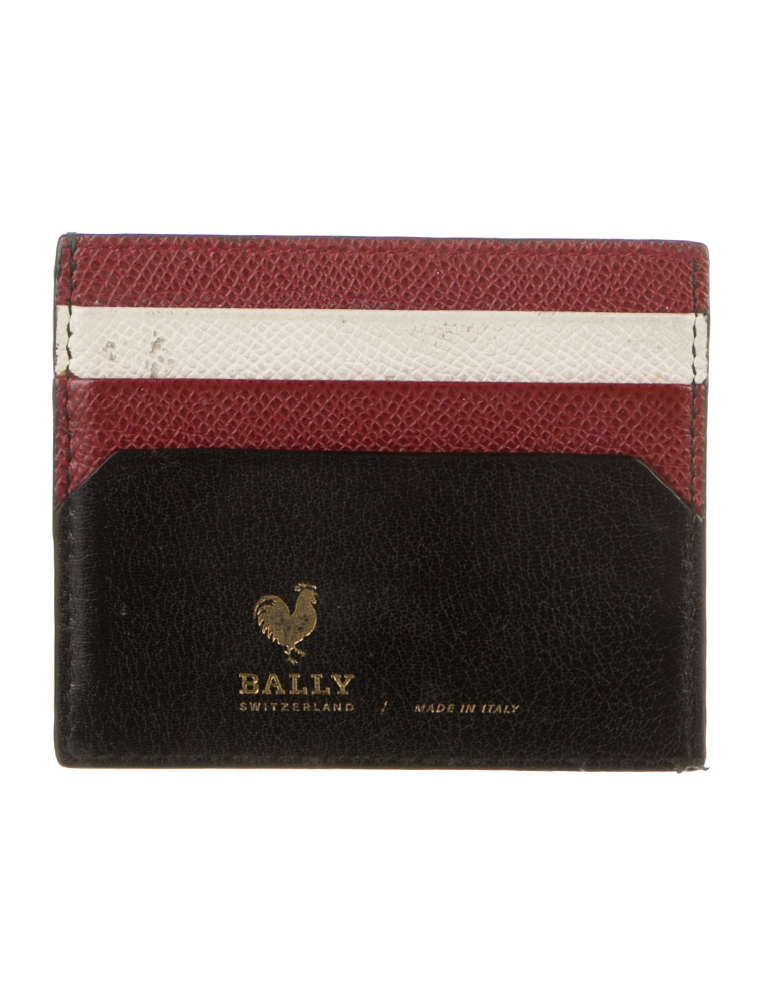 Bally Leather Colorblock Pattern Card Holder