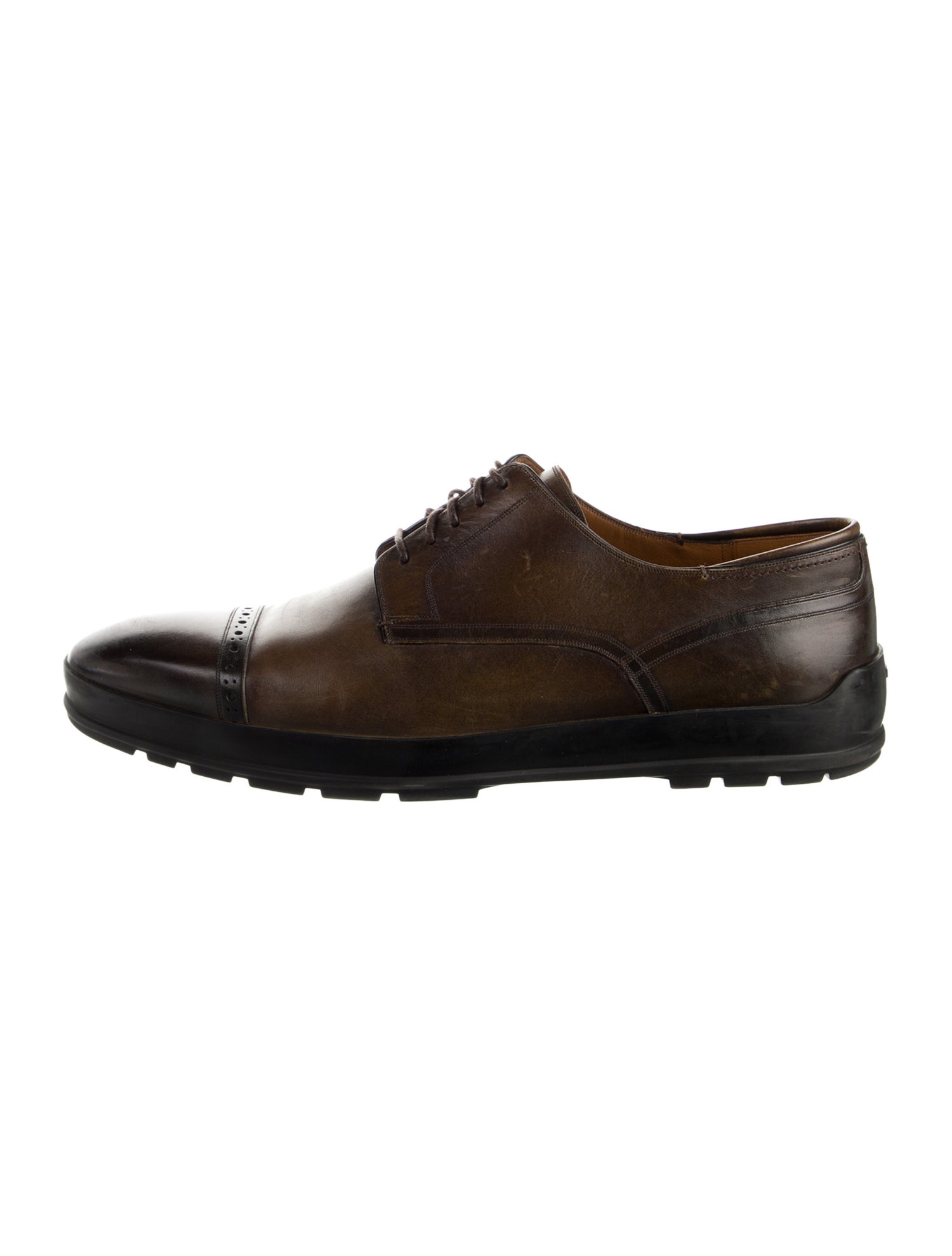 Bally Leather Colorblock Pattern Derby Shoes