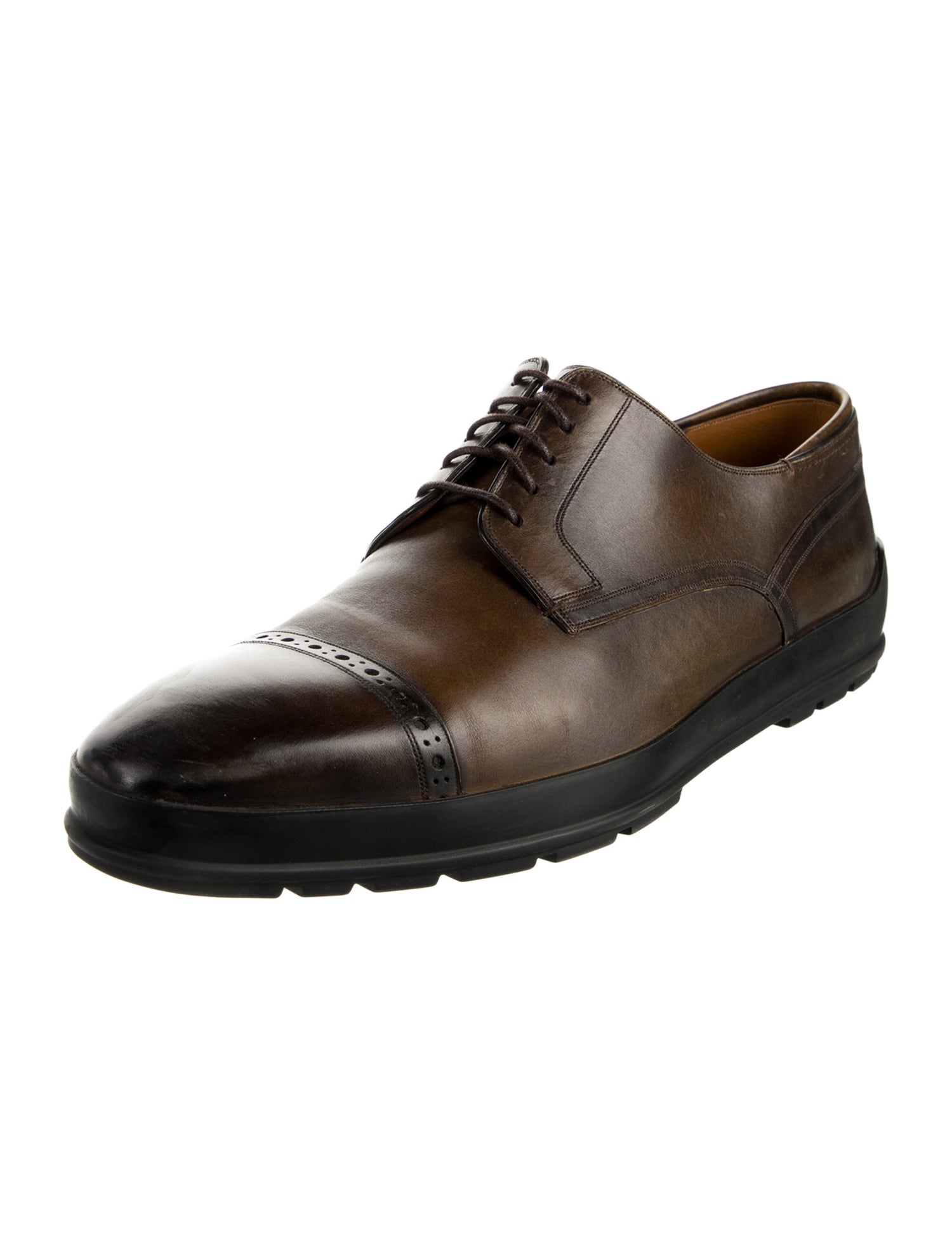 Bally Leather Colorblock Pattern Derby Shoes