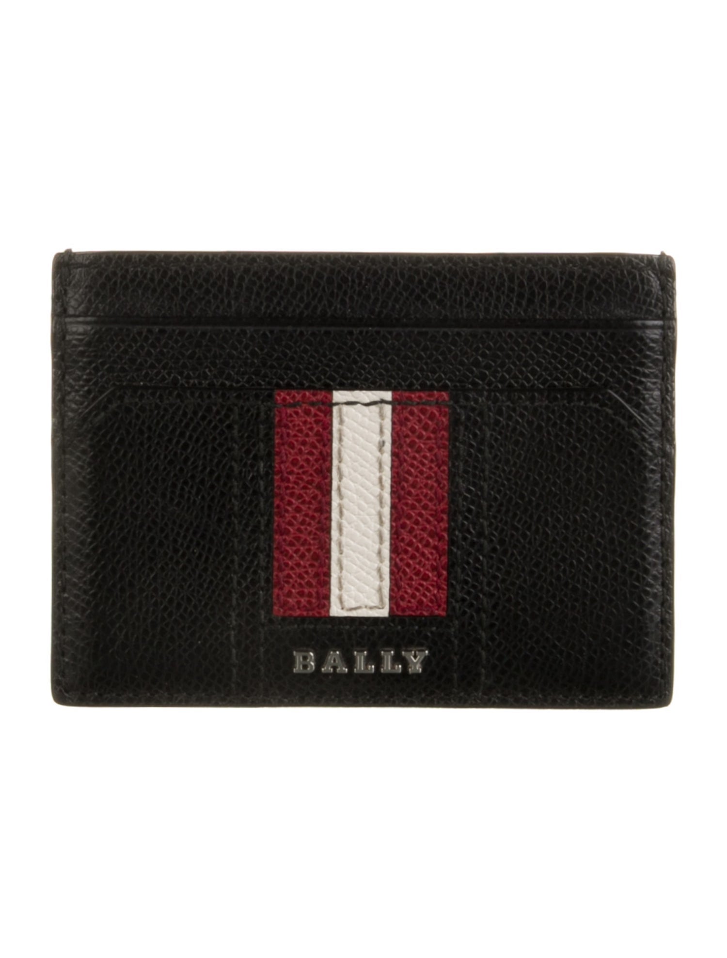 Bally Leather Striped Card Holder