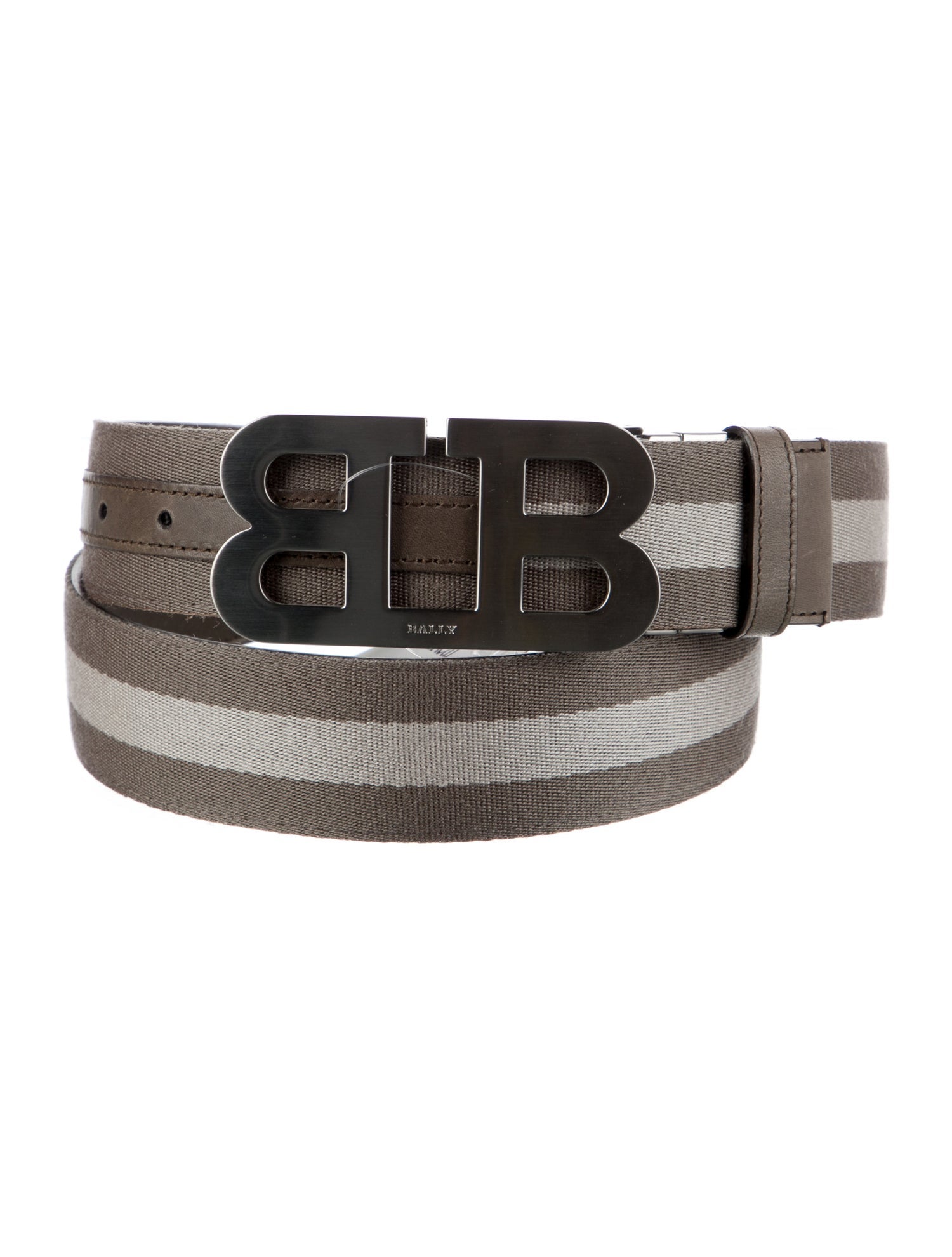 Bally Canvas Leather Trim Embellishment Waist Belt