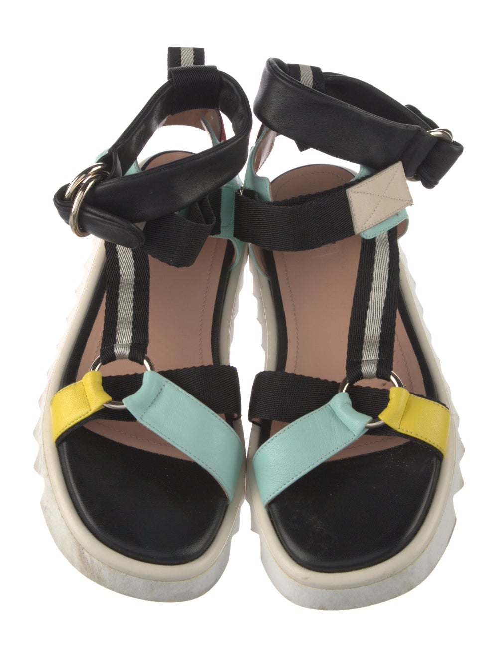 Bally Leather Colorblock Pattern Slingback Sandals - image 3