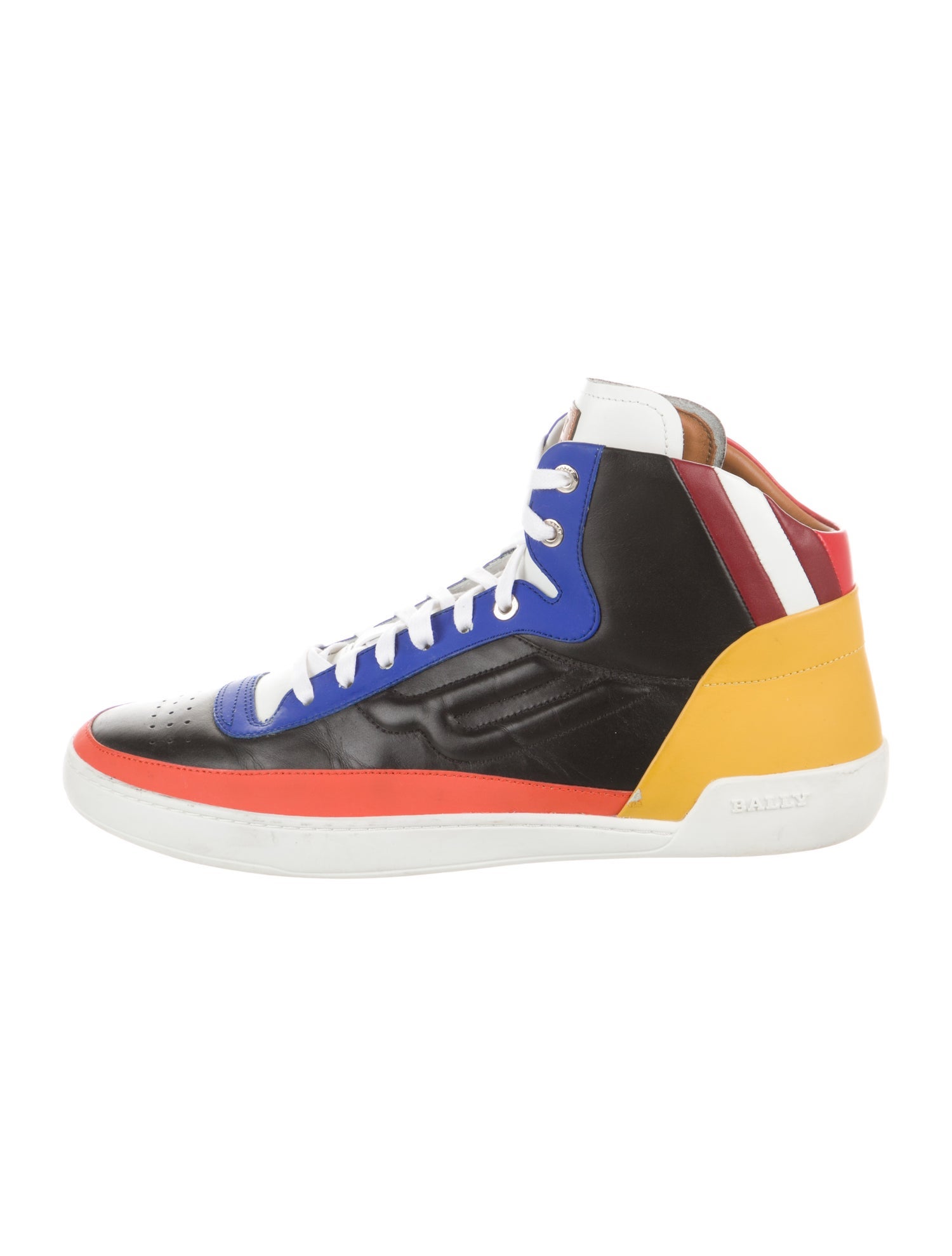 Bally Leather Colorblock Pattern Sneakers