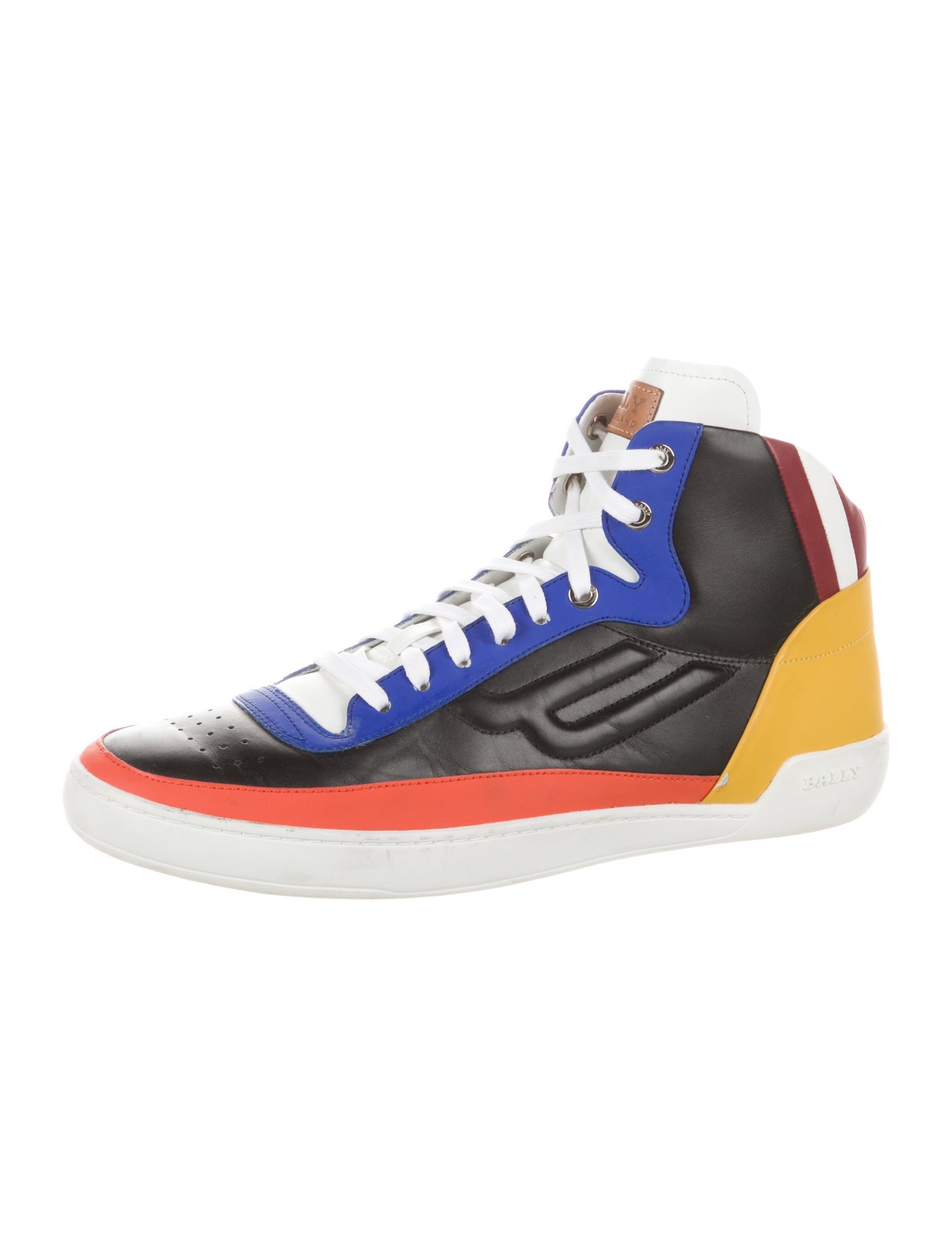 Bally Leather Colorblock Pattern Sneakers