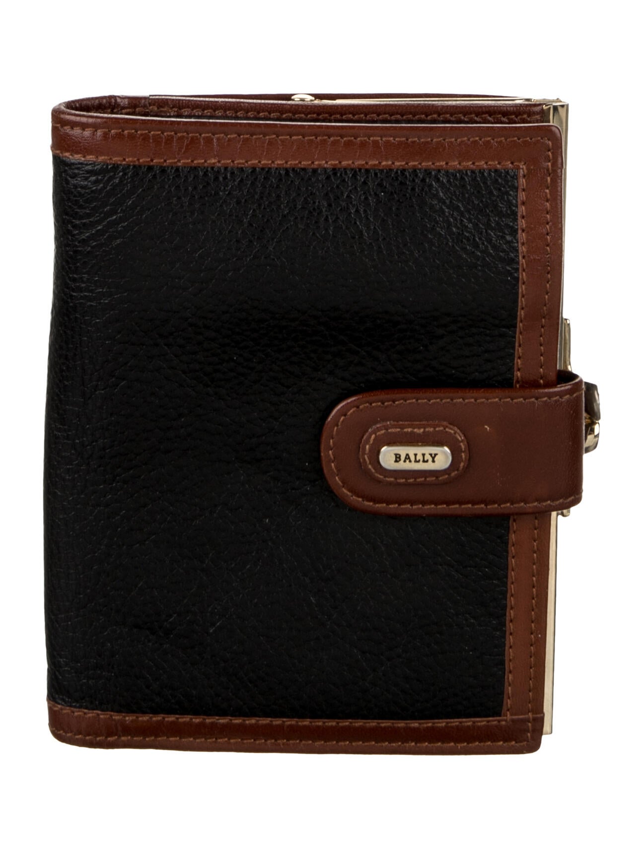 Bally Leather Colorblock Pattern Compact Wallet