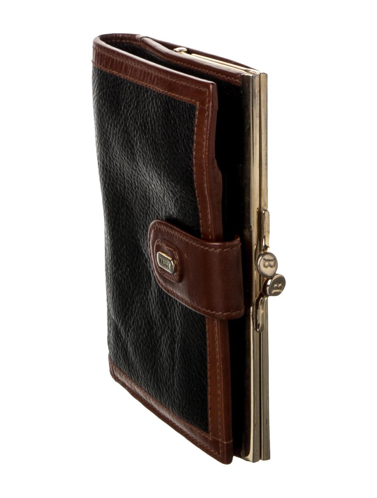 Bally Leather Colorblock Pattern Compact Wallet