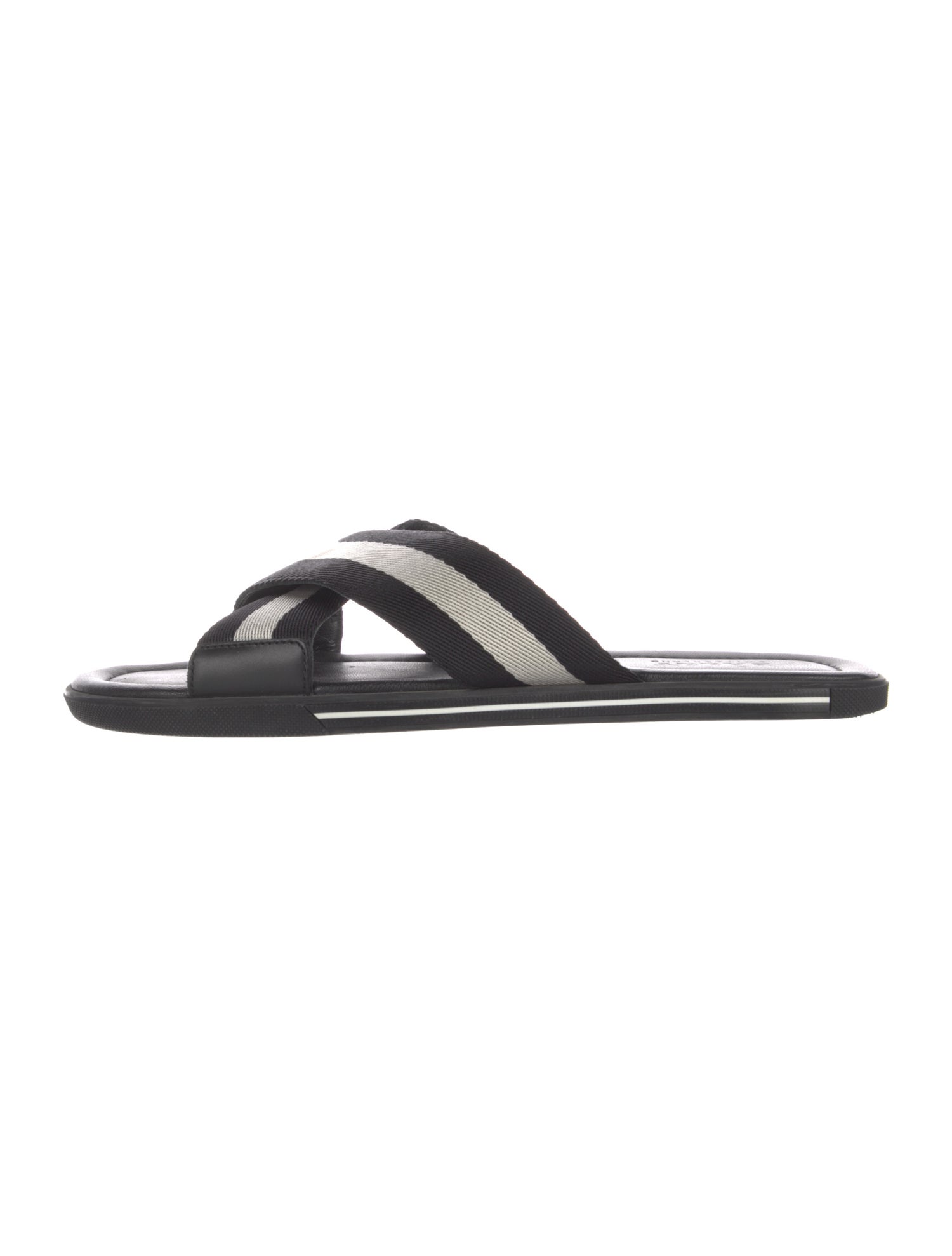 Bally Leather Striped Slides