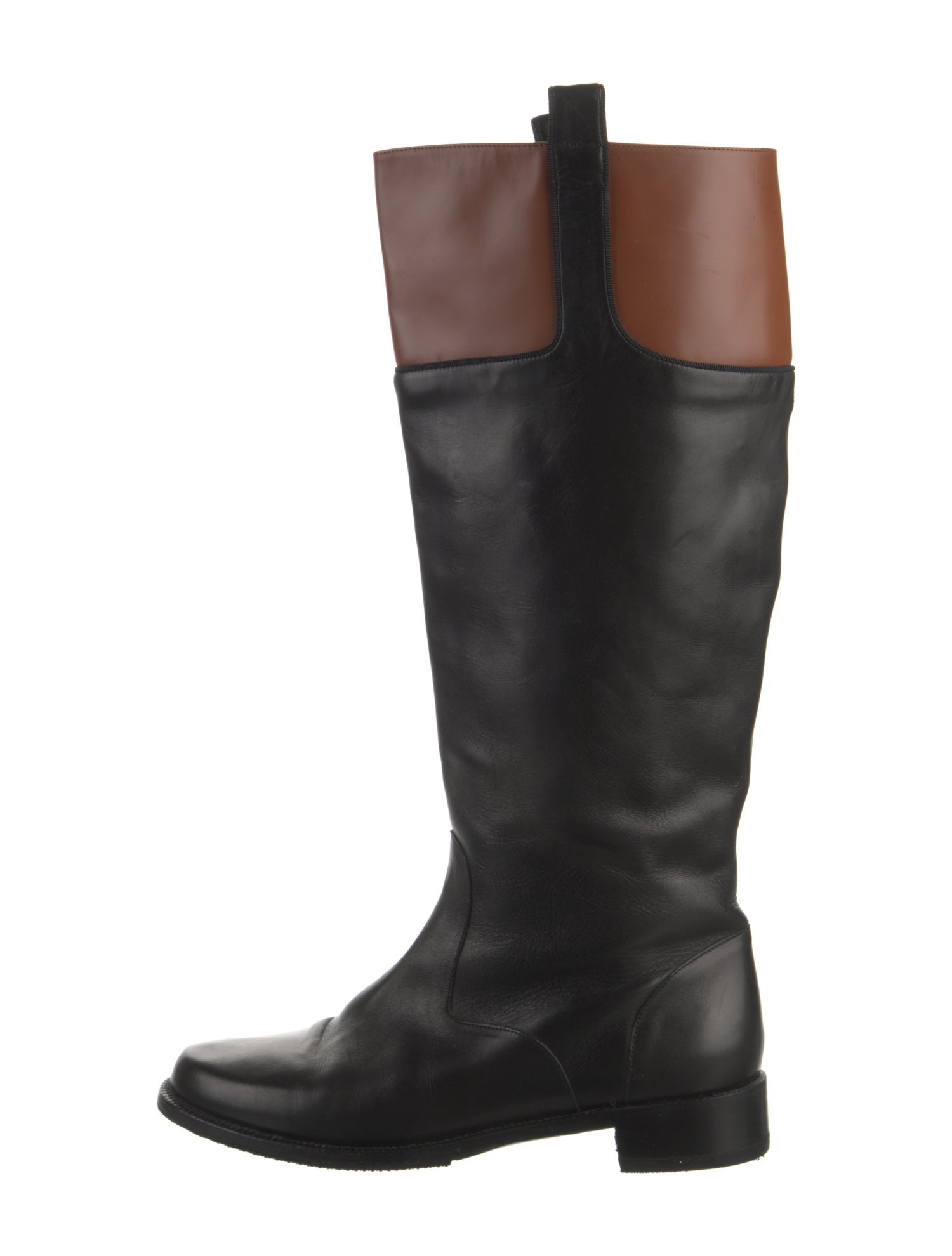 Bally Leather Leather Trim Embellishment Riding Boots