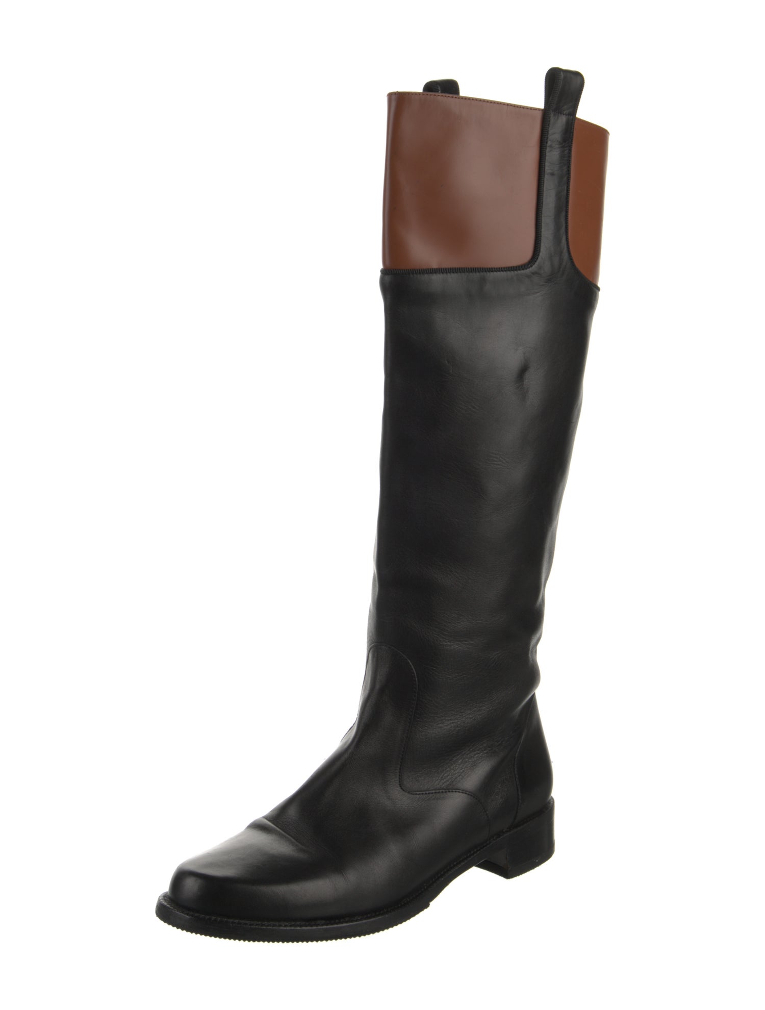 Bally Leather Leather Trim Embellishment Riding Boots