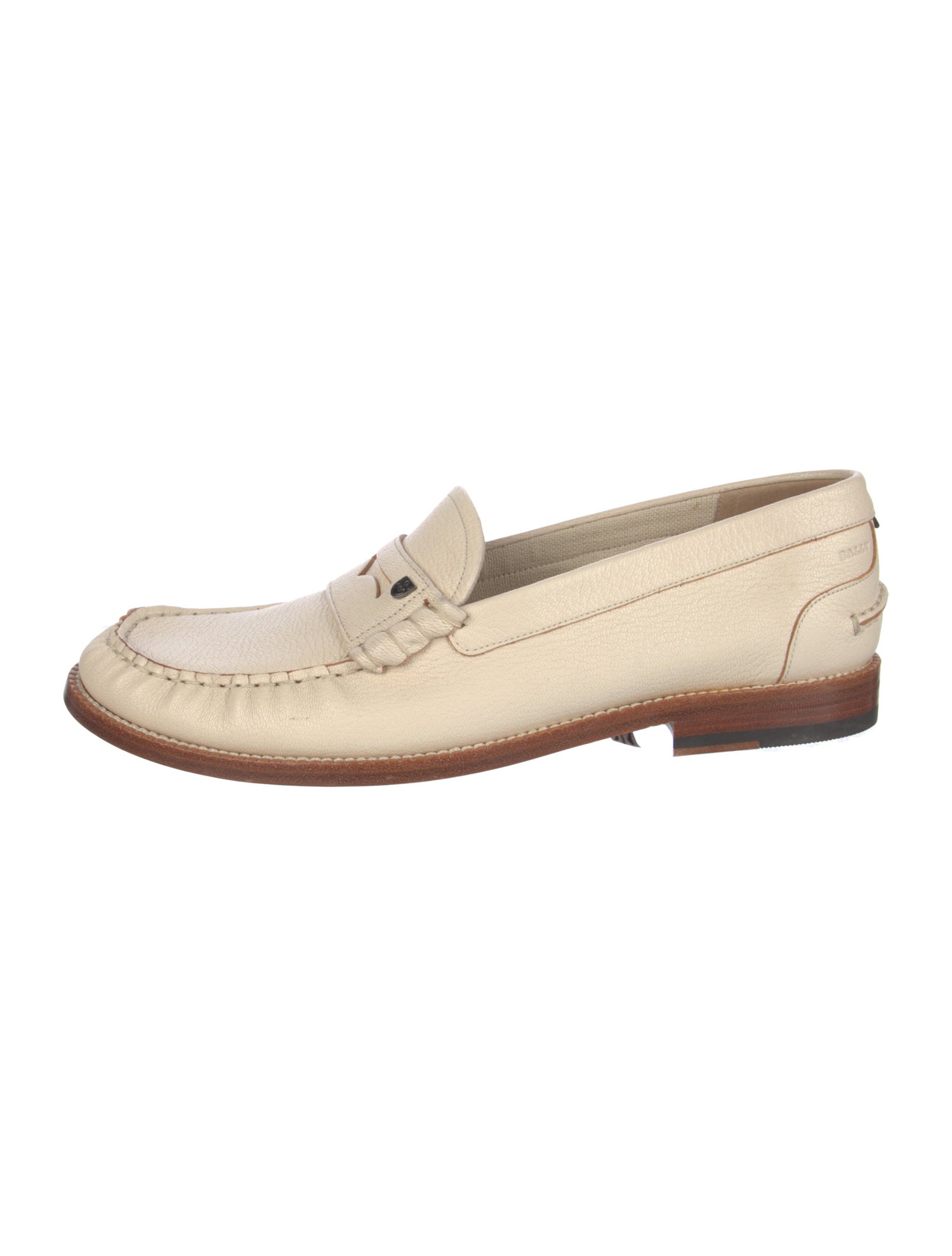 Bally Leather Whipstitch Trim Dress Loafers