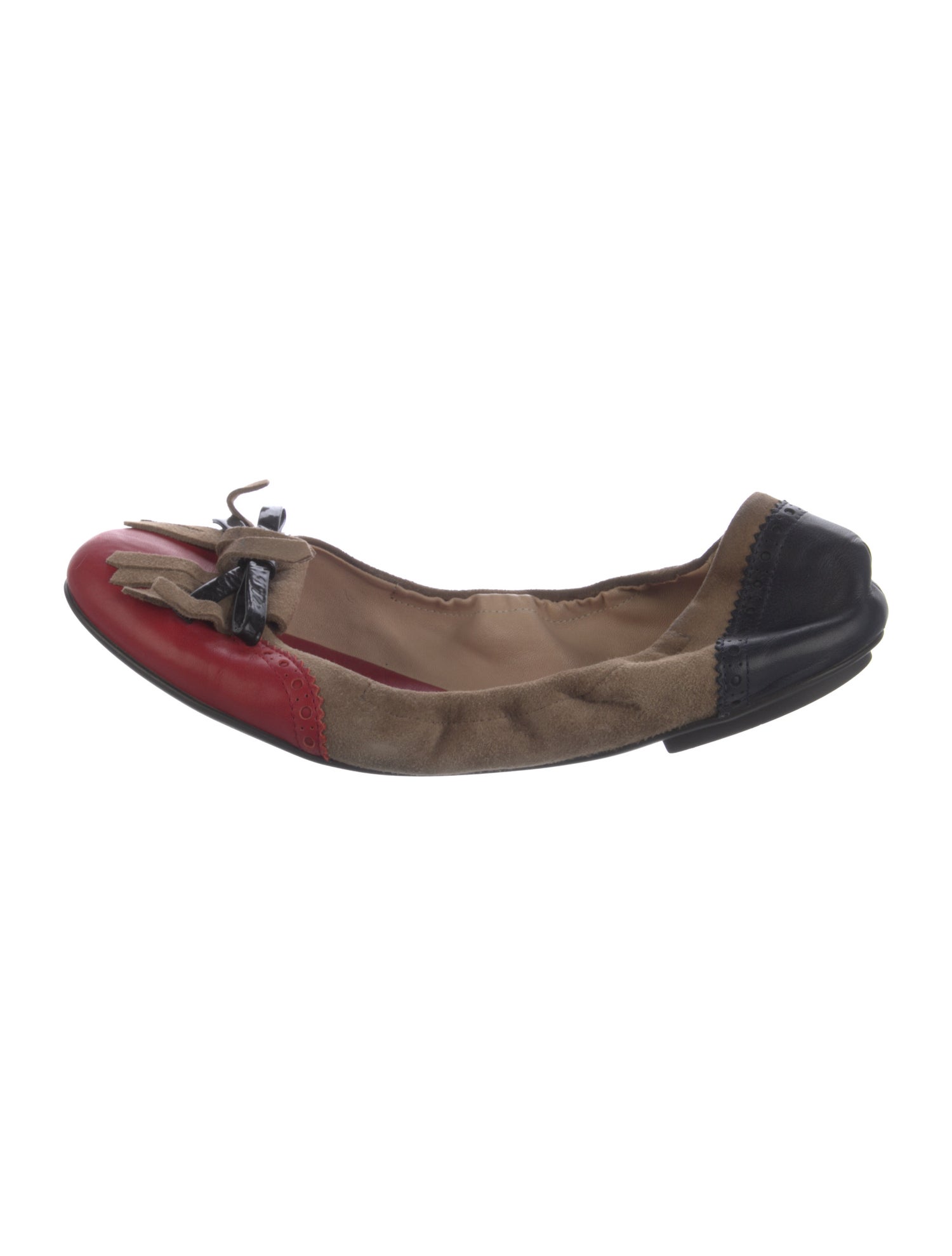 Bally Suede Colorblock Pattern Ballet Flats
