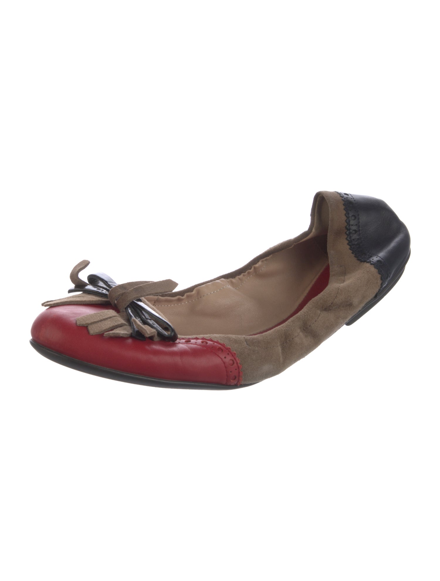 Bally Suede Colorblock Pattern Ballet Flats