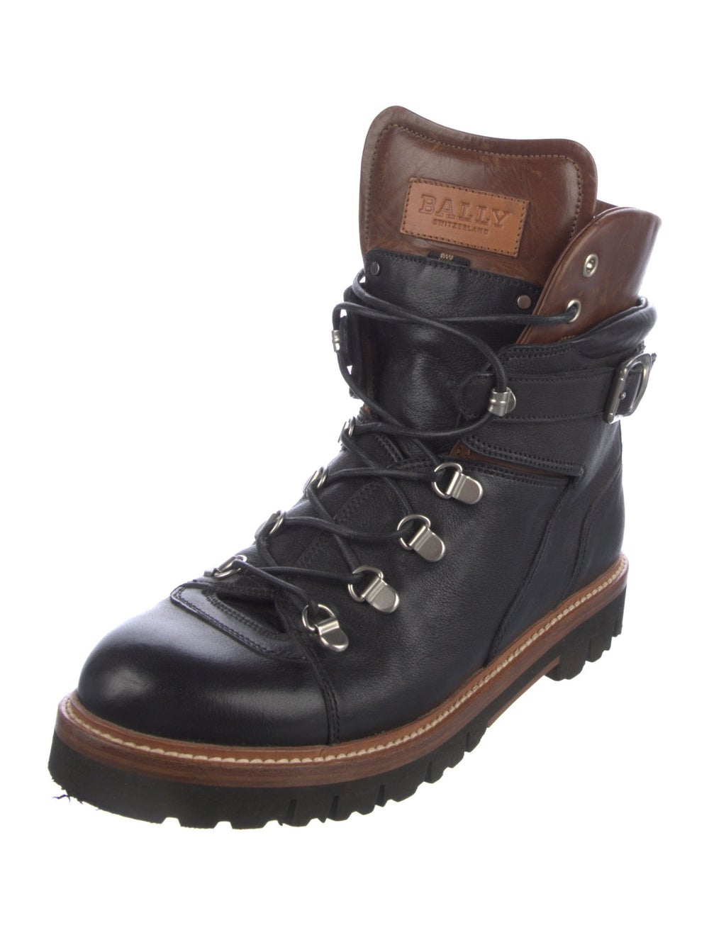 Bally Leather Colorblock Pattern Combat Boots - image 2