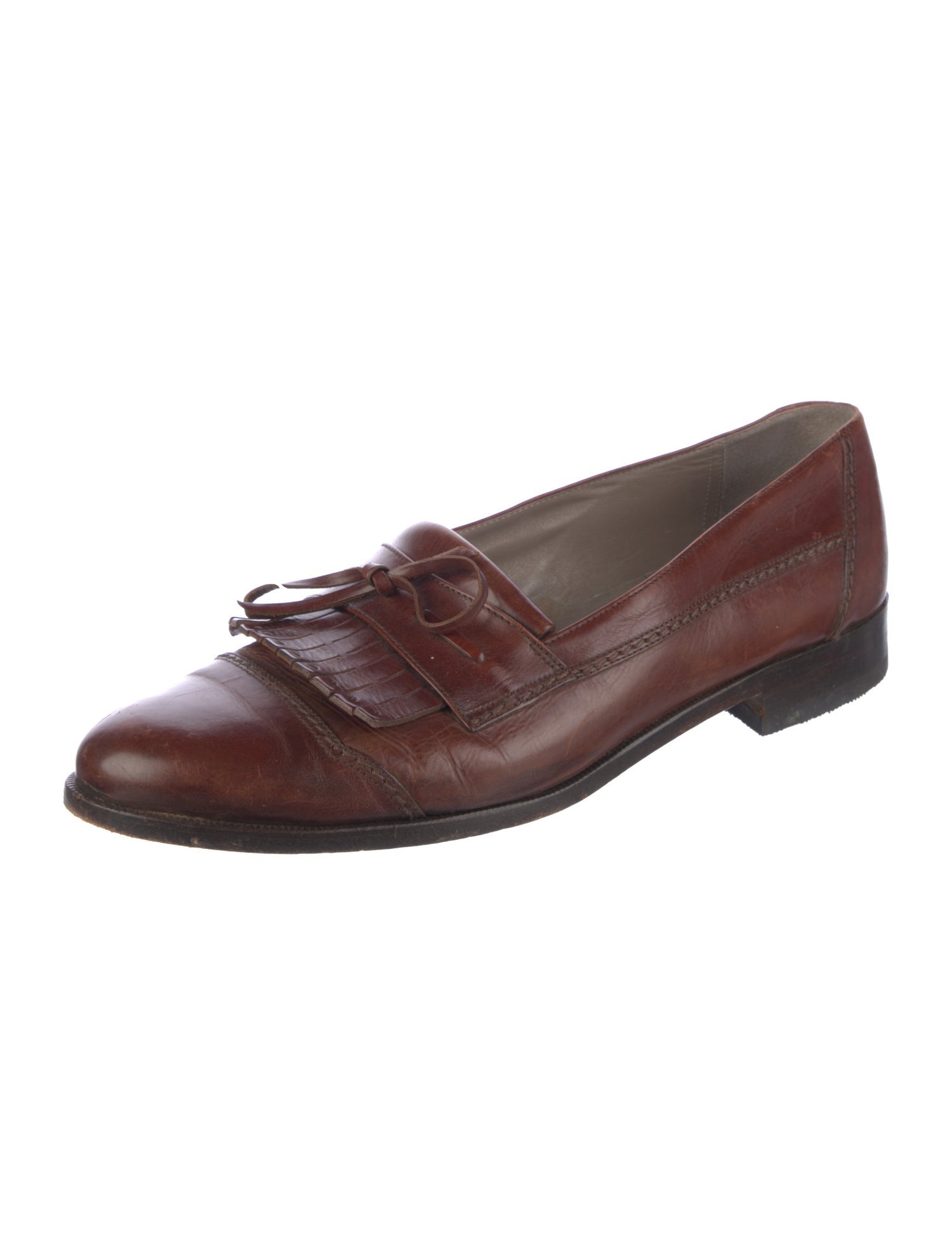 Bally Leather Bow Accents Dress Loafers