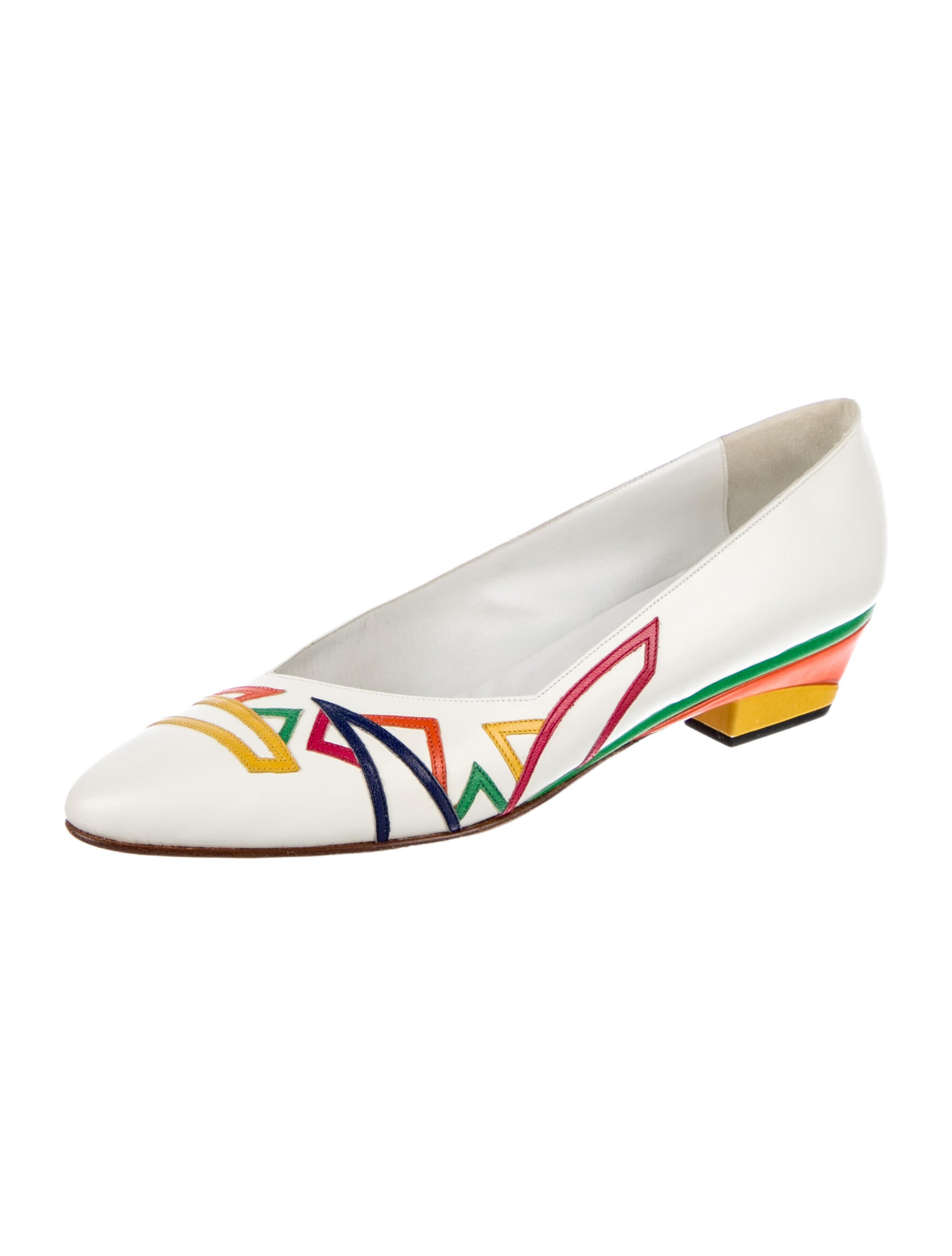 Bally Leather Striped Slingback Pumps