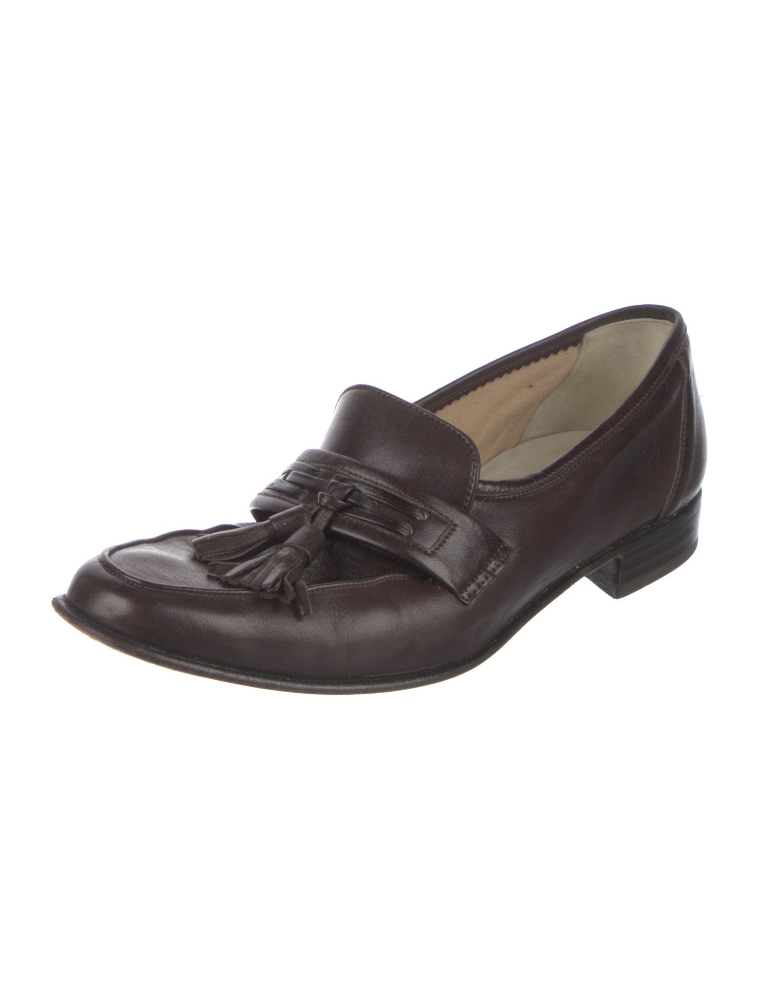 Bally Leather Tassel Accents Dress Loafers