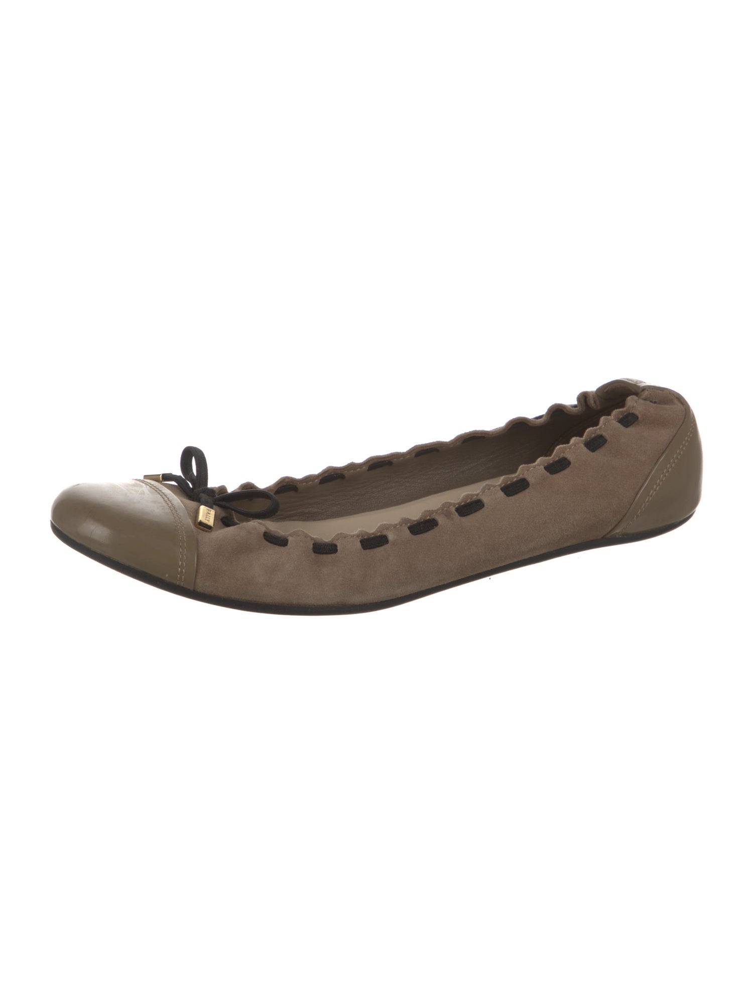 Bally Suede Bow Accents Ballet Flats