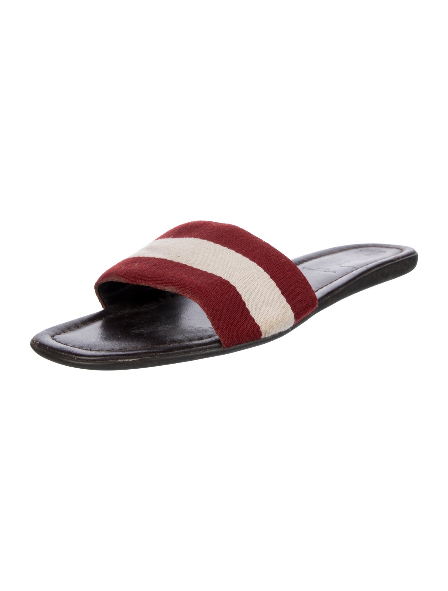 Bally Canvas Striped Slides