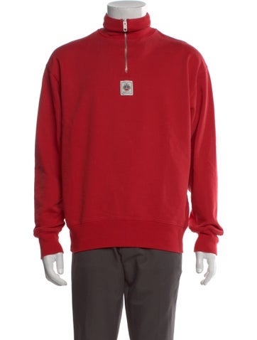Pre-owned Bally Graphic Print Mock Neck Sweatshirt In Red