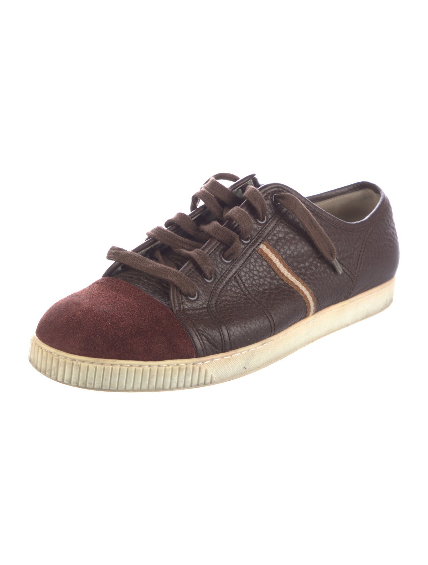 Bally Leather Colorblock Pattern Sneakers