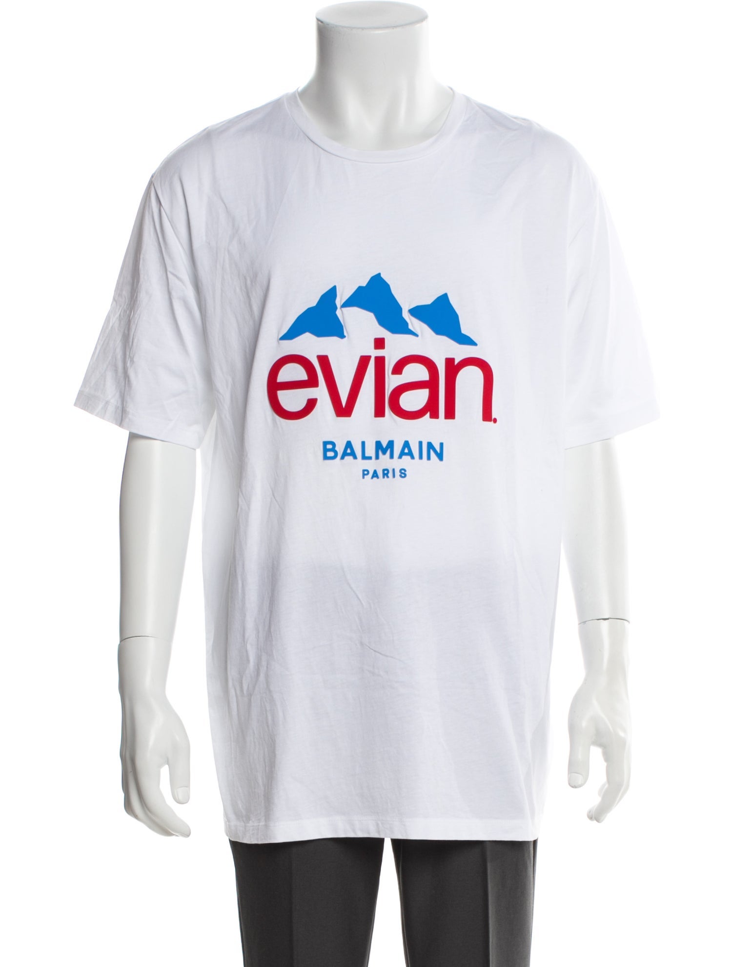 Balmain x Evian Graphic Print Crew Neck T-Shirt