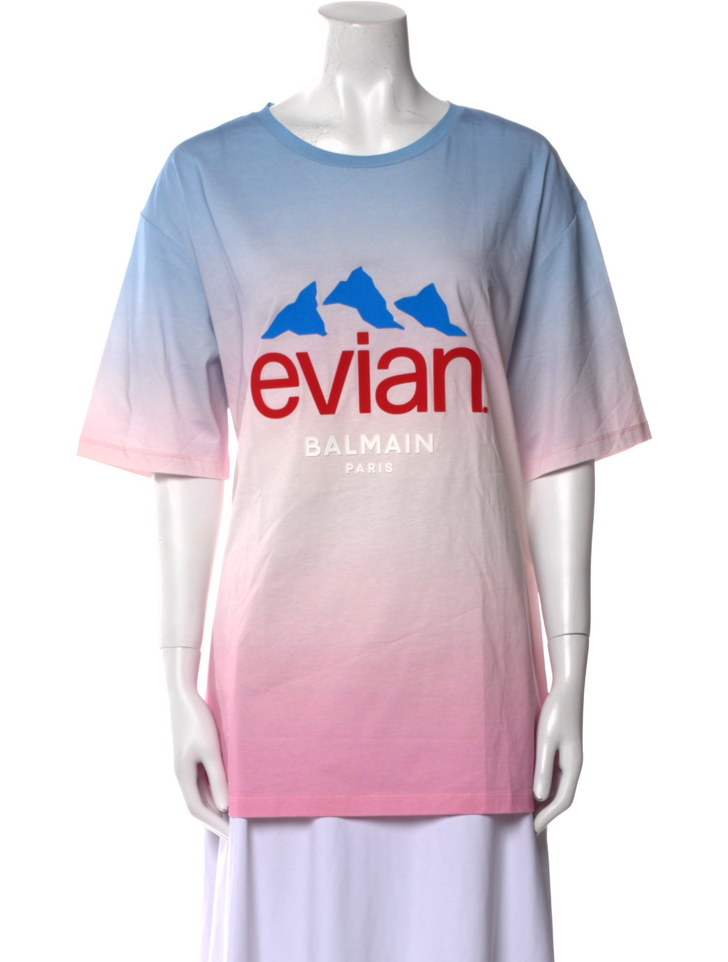 Balmain x Evian Graphic Print Crew Neck T-Shirt