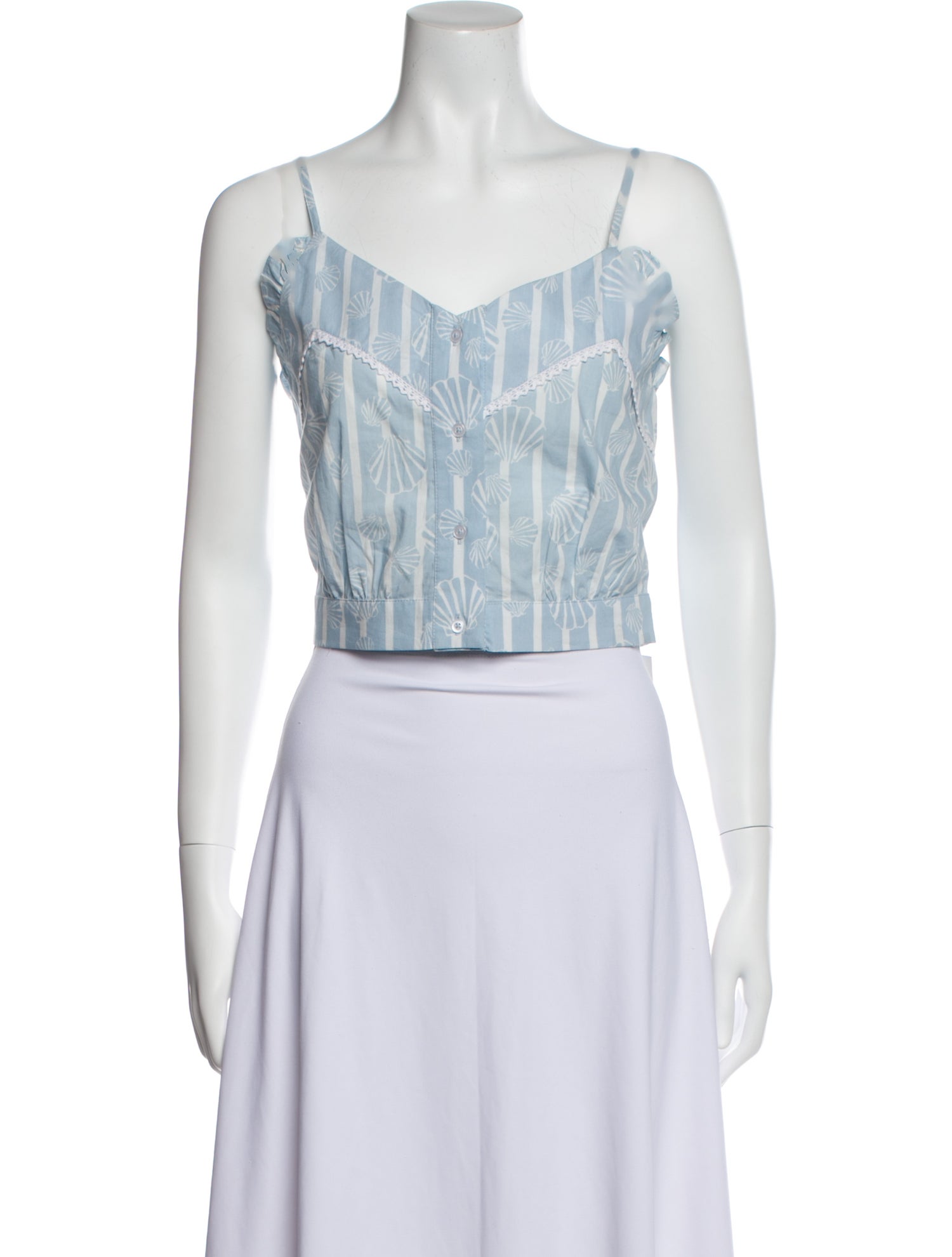 Batsheva x Laura Ashley Printed Square Neckline Crop Top