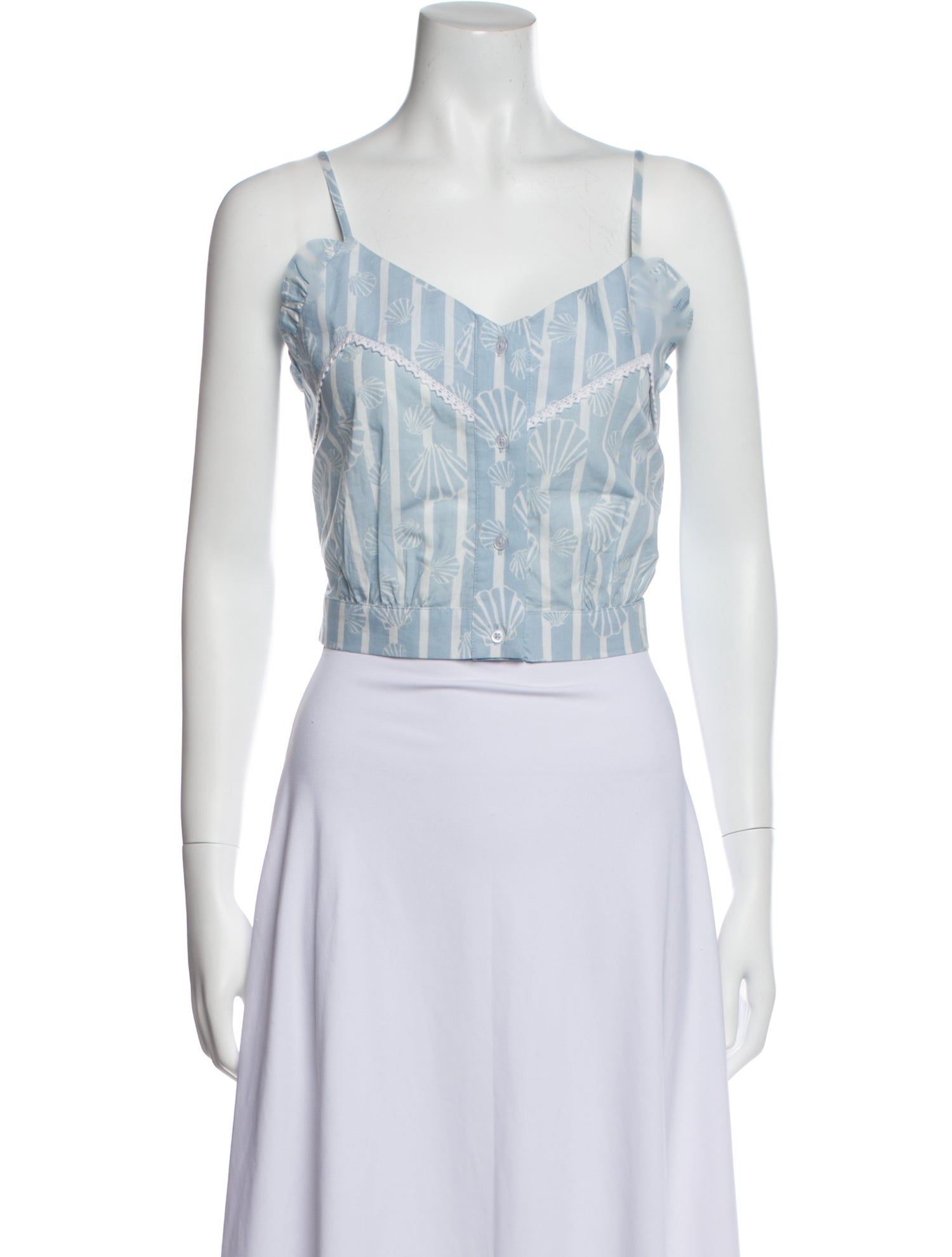 Batsheva x Laura Ashley Printed V-Neck Crop Top