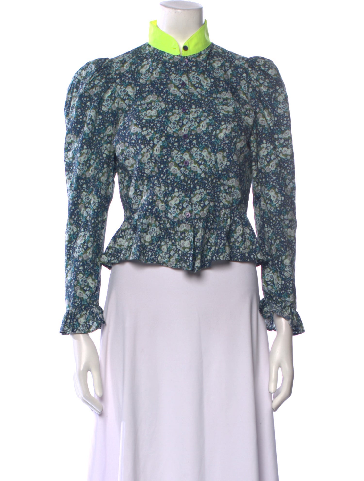 Batsheva x Laura Ashley Floral Print Mock Neck Blouse
